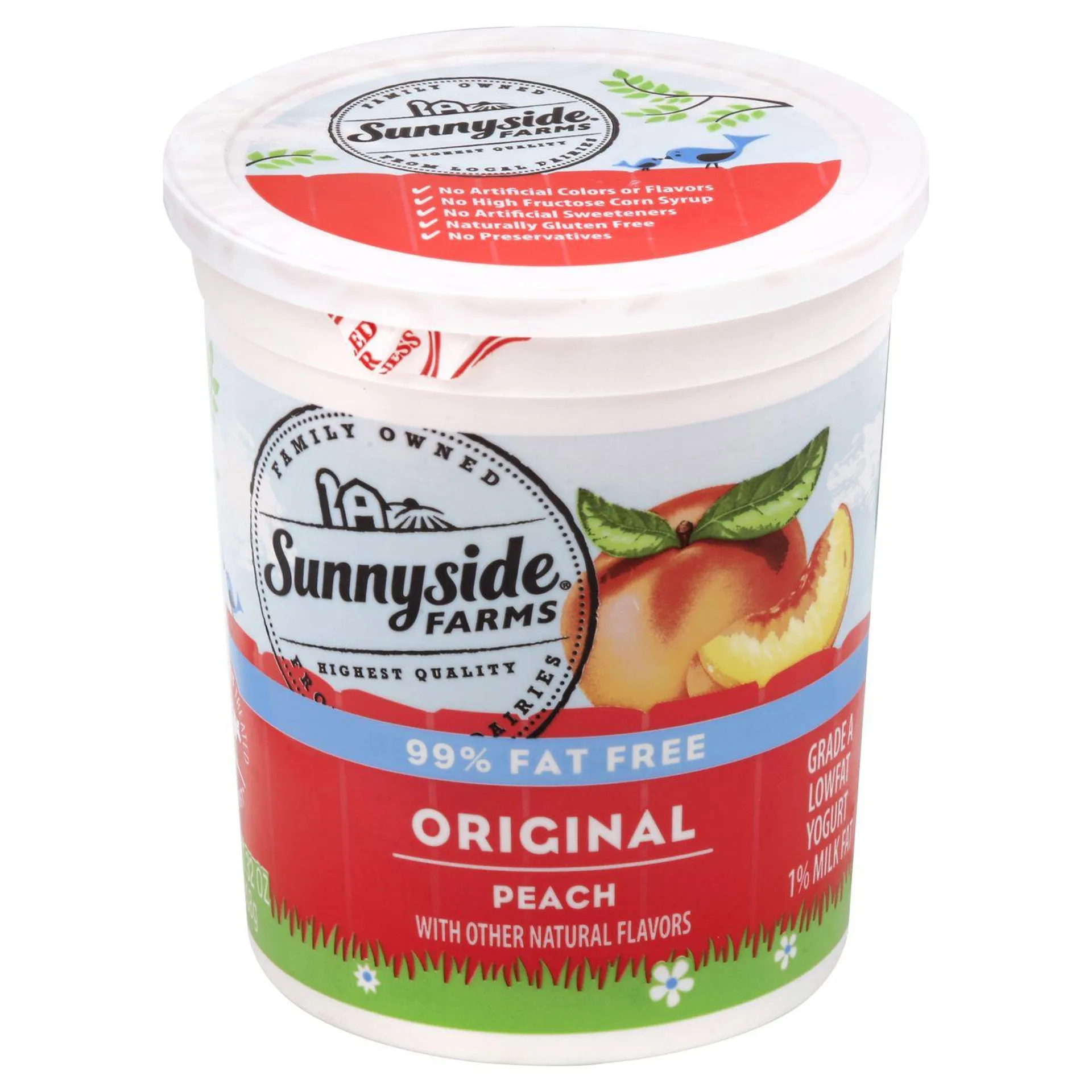 Sunnyside Farms Yogurt, Lowfat, Original, Peach