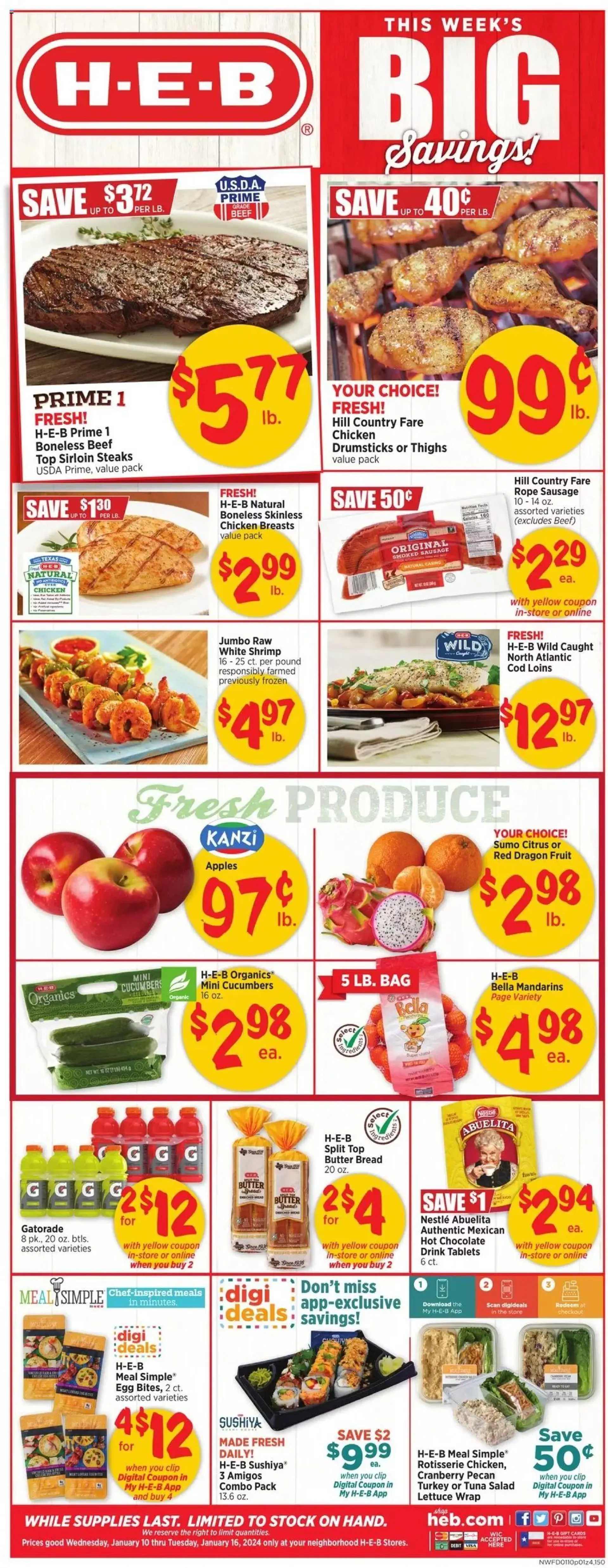 H-e-b - Weekly Ad - Tx Valid Until January 16, 2024