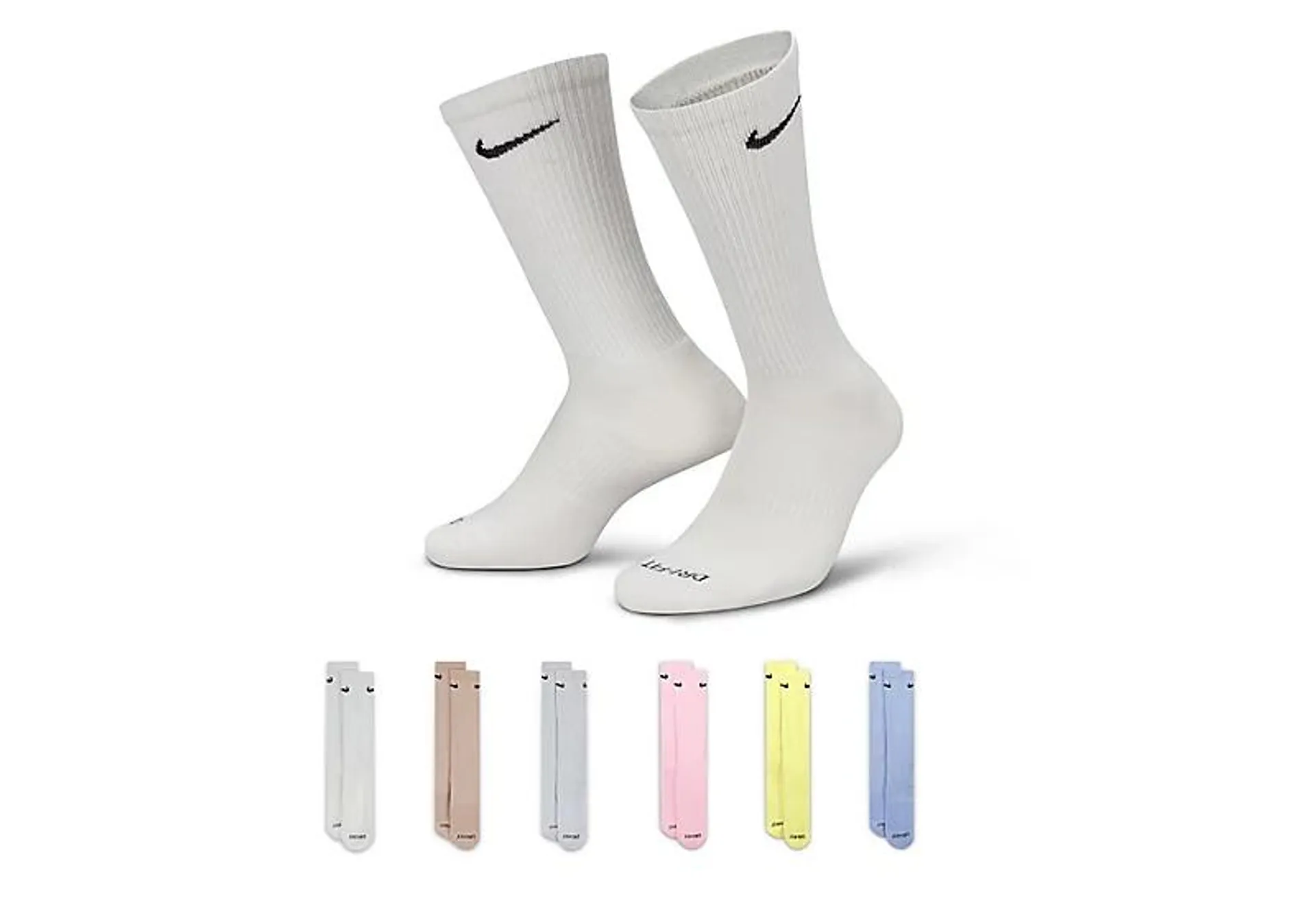 Nike Mens Everyday Plus Cushioned Pastel Crew Socks 6 Pairs - Blue