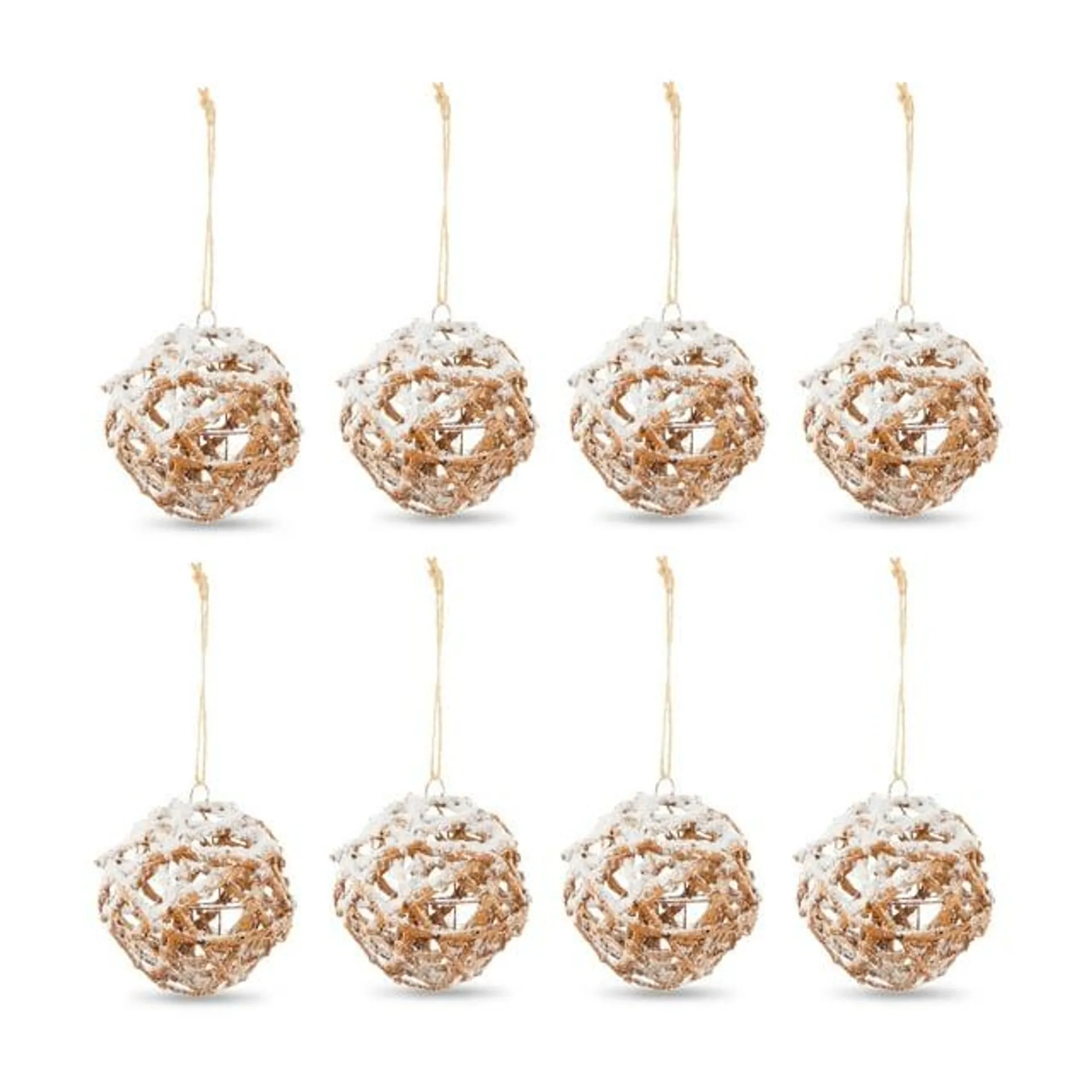 Snowy Round Grapevine Christmas Ornaments, 8 Count, by Holiday Time