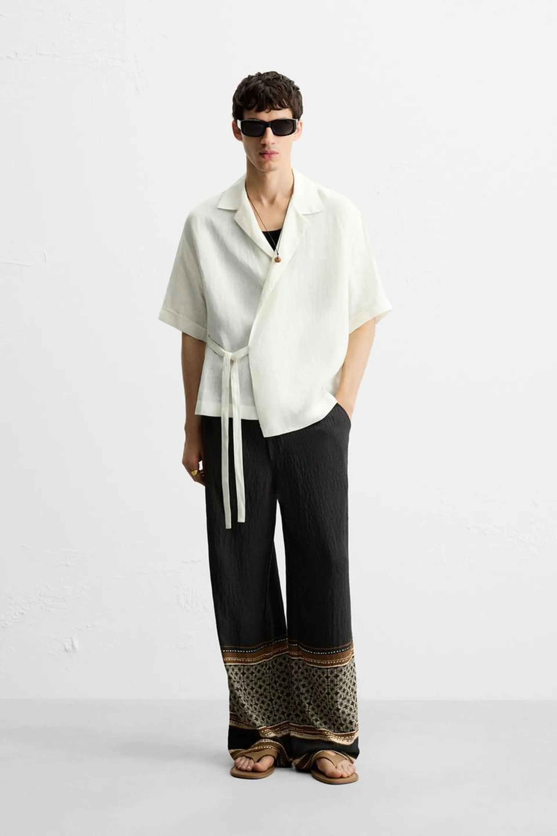 100% LINEN TIE SHIRT