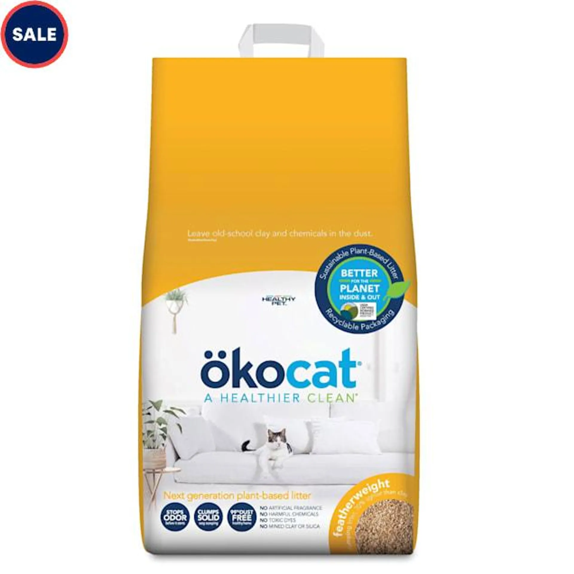 Okocat Featherweight Clumping Wood Cat Litter, 10.5 lbs.