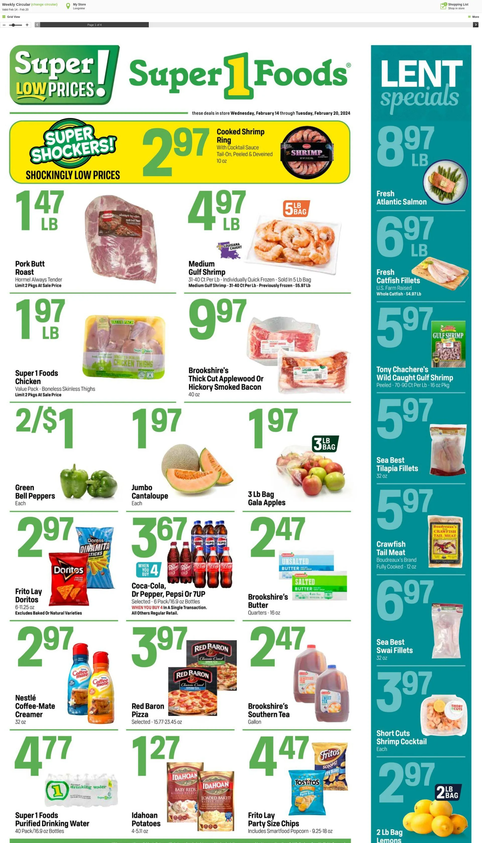 Weekly ad Super1Foods from February 14 to February 20 2024 - Page 1