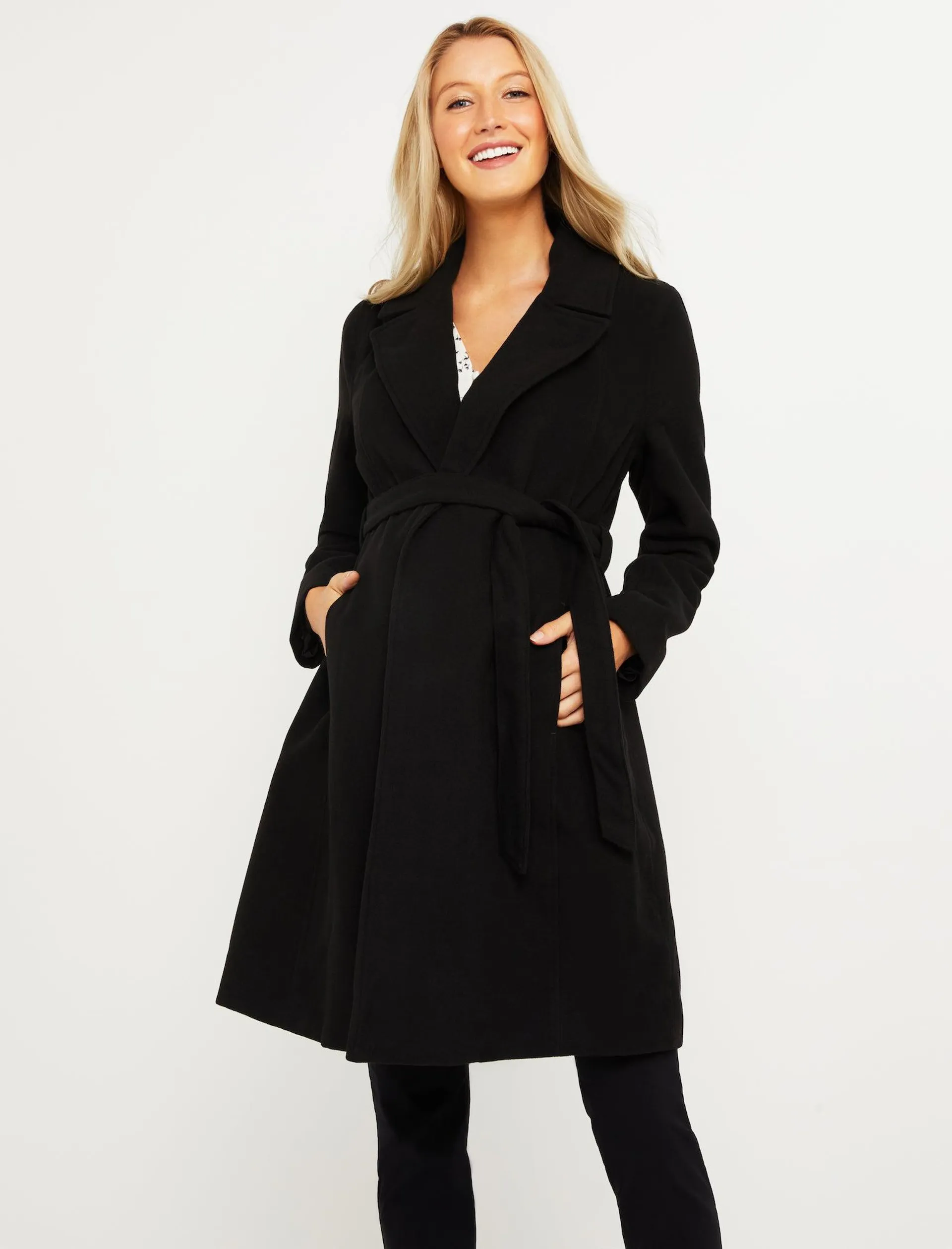 Belted Maternity Wrap Coat