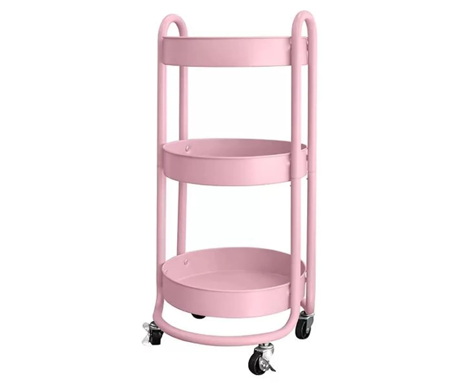 Potpourri Pink 3-Tier Round Metal Rolling Storage Cart