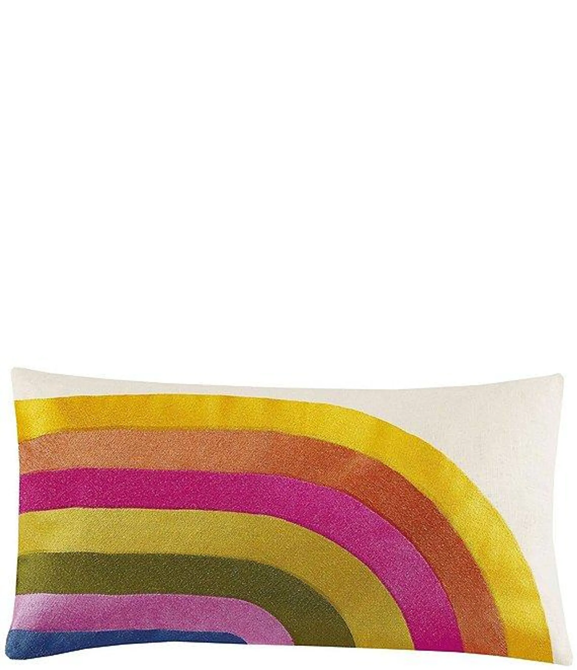 Calistoga Multi-Colored Stripe Rainbow Embroidered Lumbar Pillow