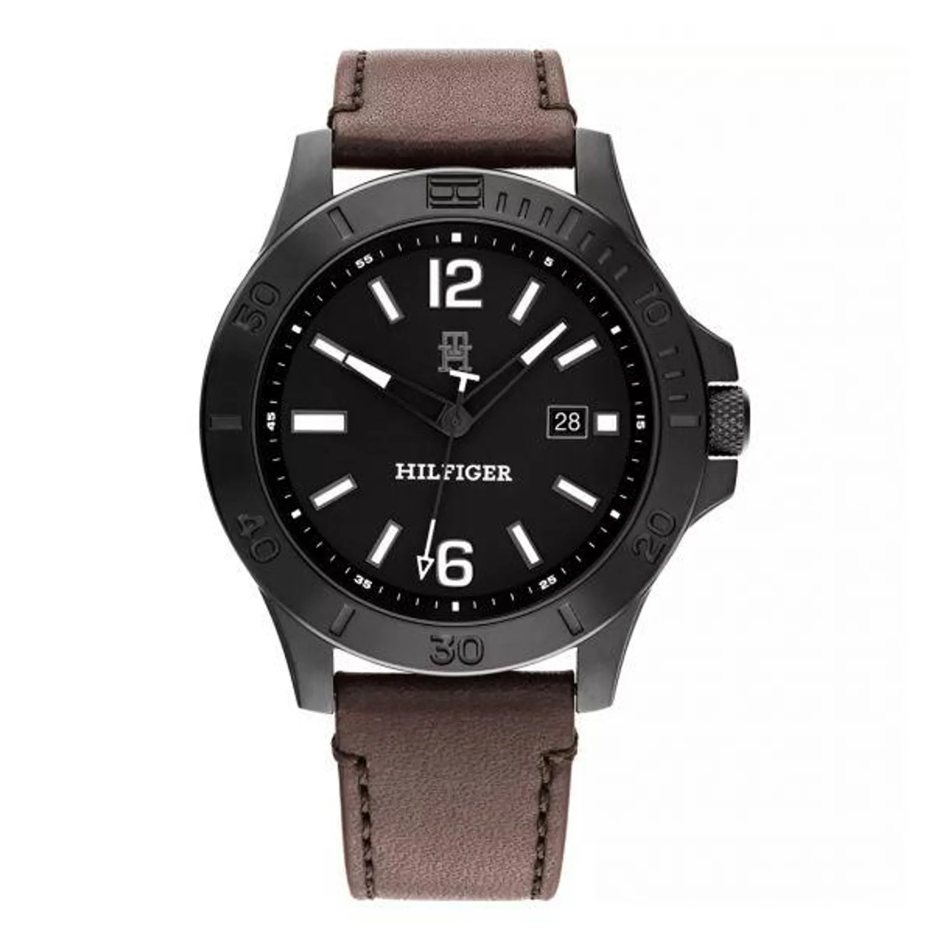 Tommy Hilfiger Men's 46mm Quartz Black Strap Watch - Gray Dial