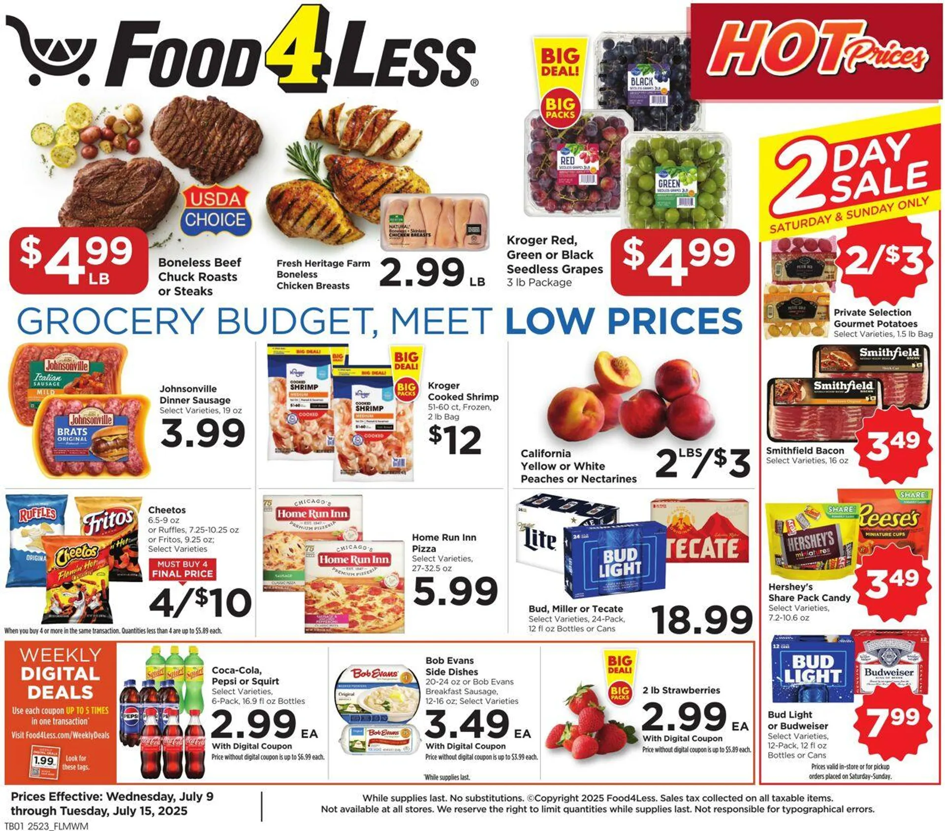 Weekly ad Food 4 Less from July 9 to July 15 2025 - Page 1