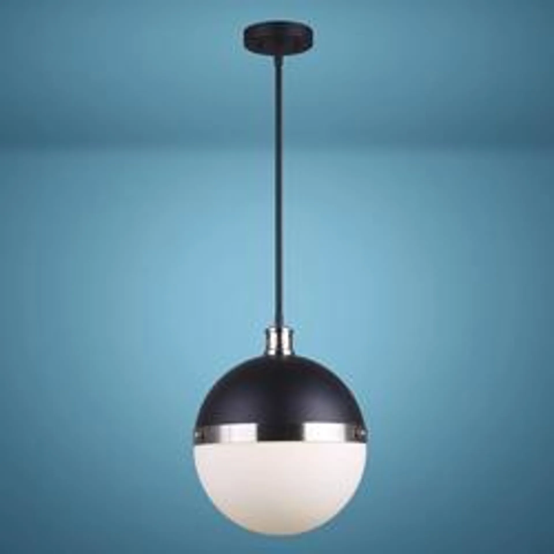 Patriot Lighting® Wali Matte Black & Brushed Nickel 1-Light Pendant