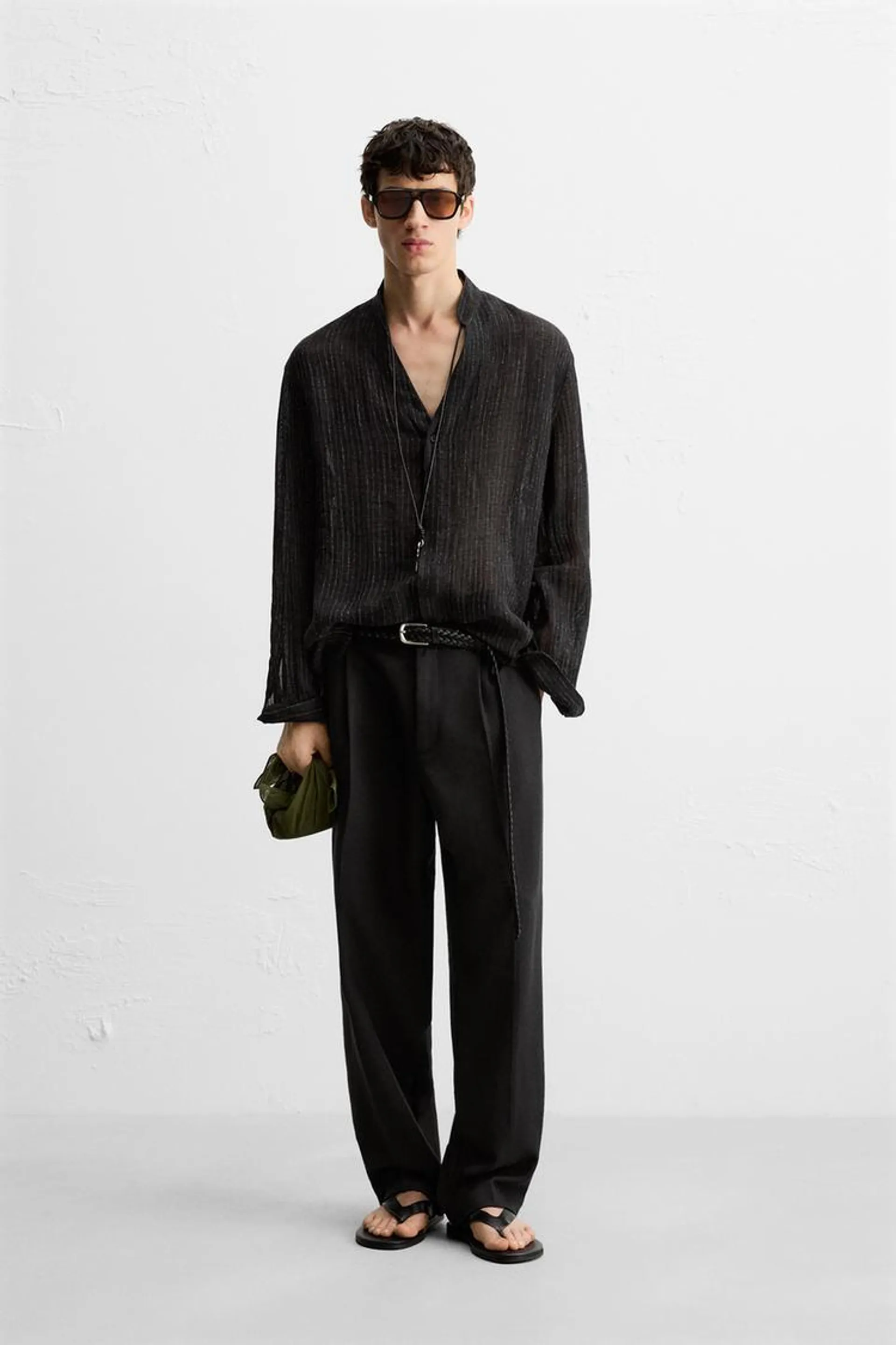 SEMI-SHEER TEXTURED SHIRT