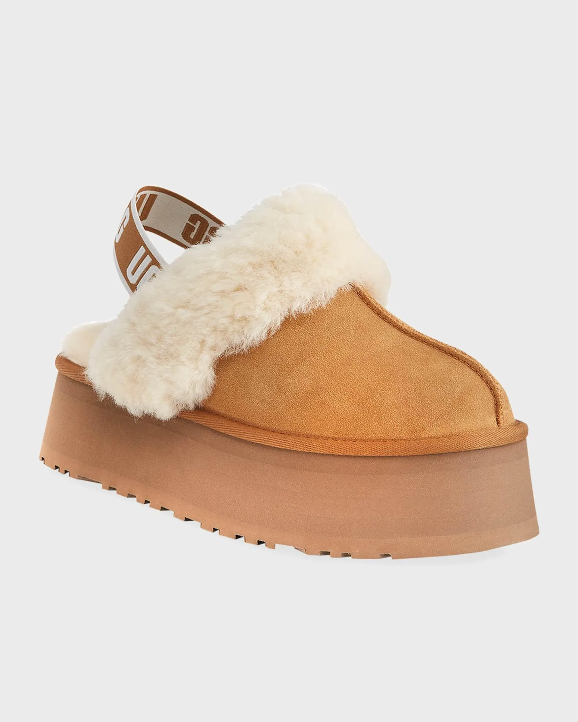 Funkette Suede Shearling Platform Slippers