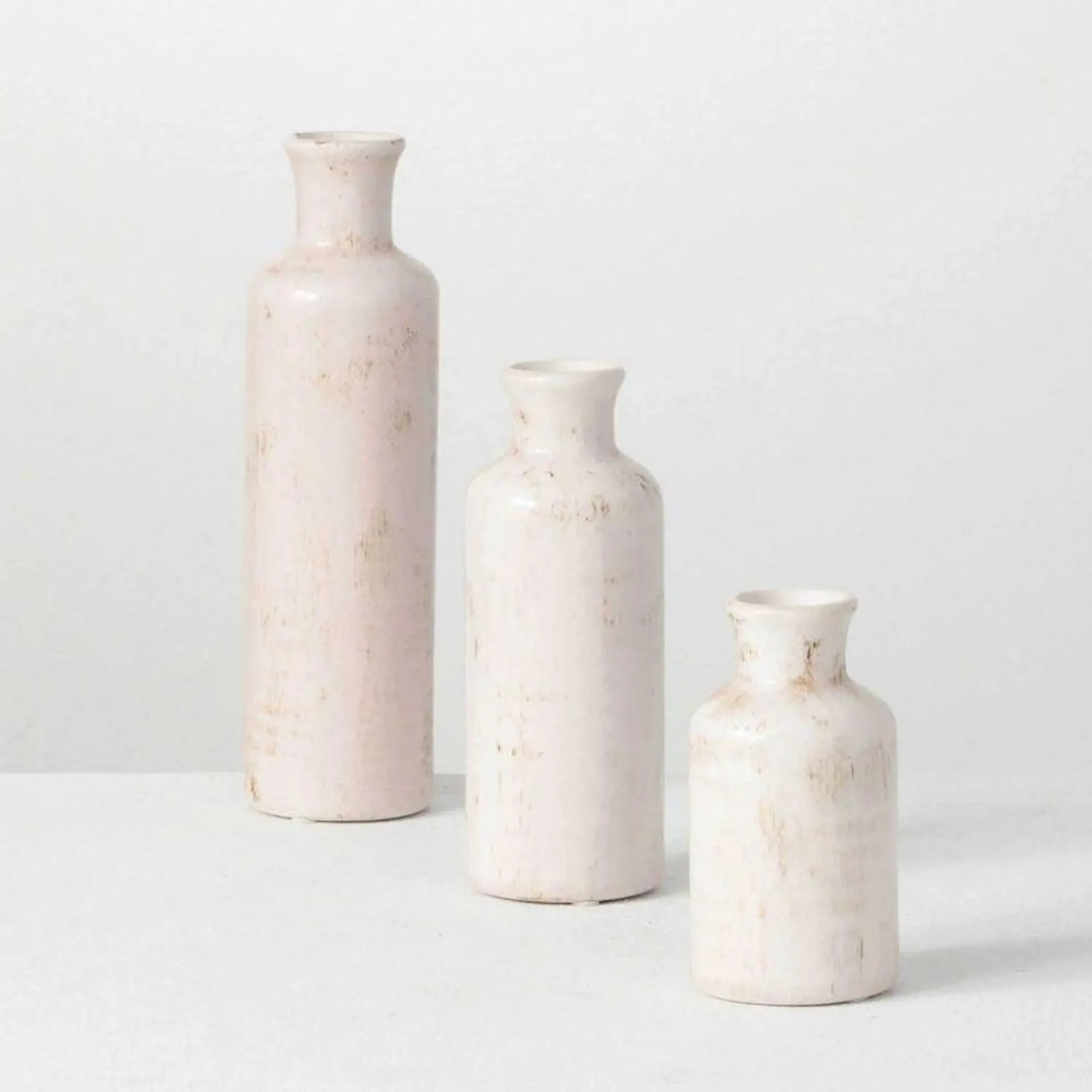 Sullivans Set of 3 Small Ceramic Bottle Vases 5"H, 7.5"H & 10"H