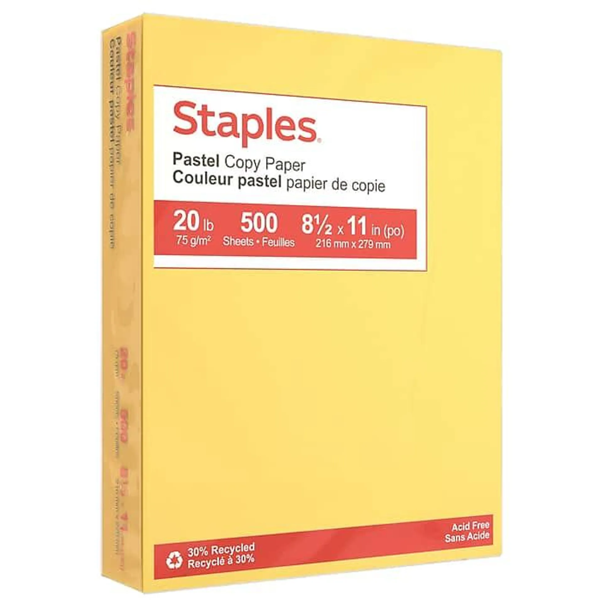 Staples Pastel 30% Recycled Color Copy Paper,