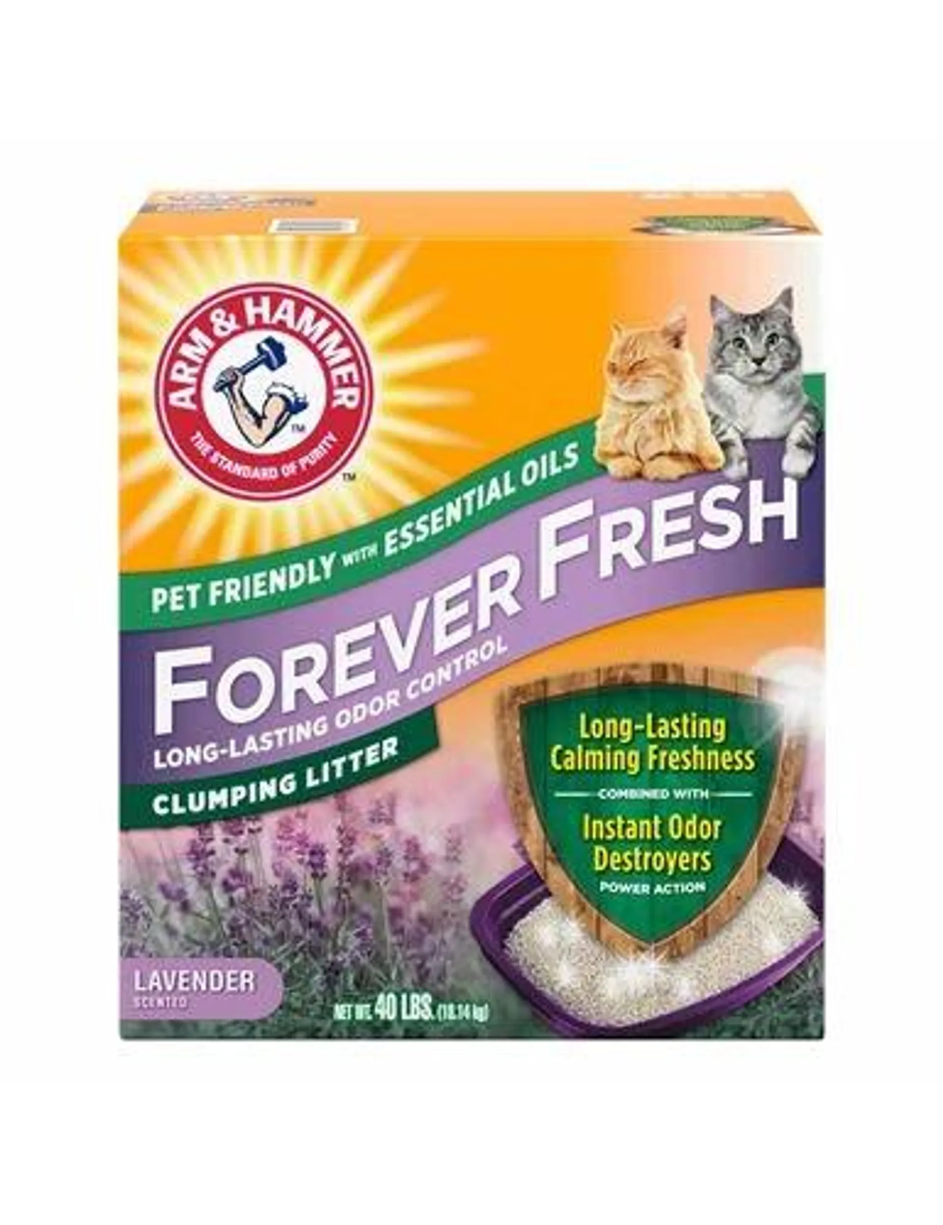 Arm & Hammer Forever Fresh Multi Cat Clumping Cat Litter Lavender, 40 Pounds