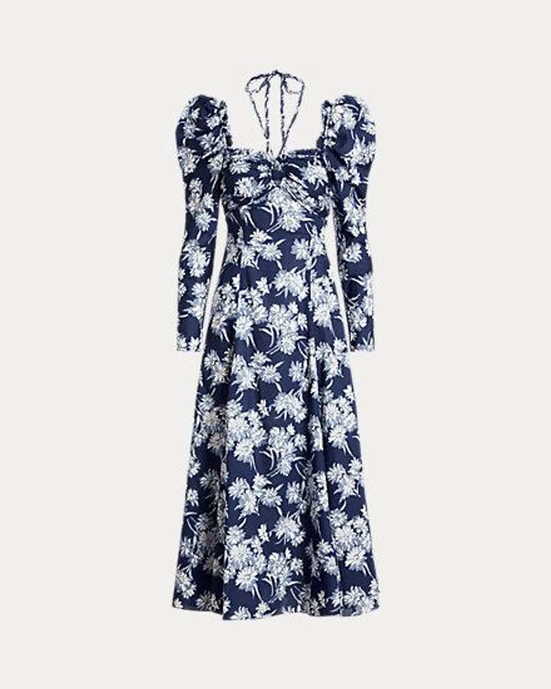 Floral Cotton Halter-Tie Dress