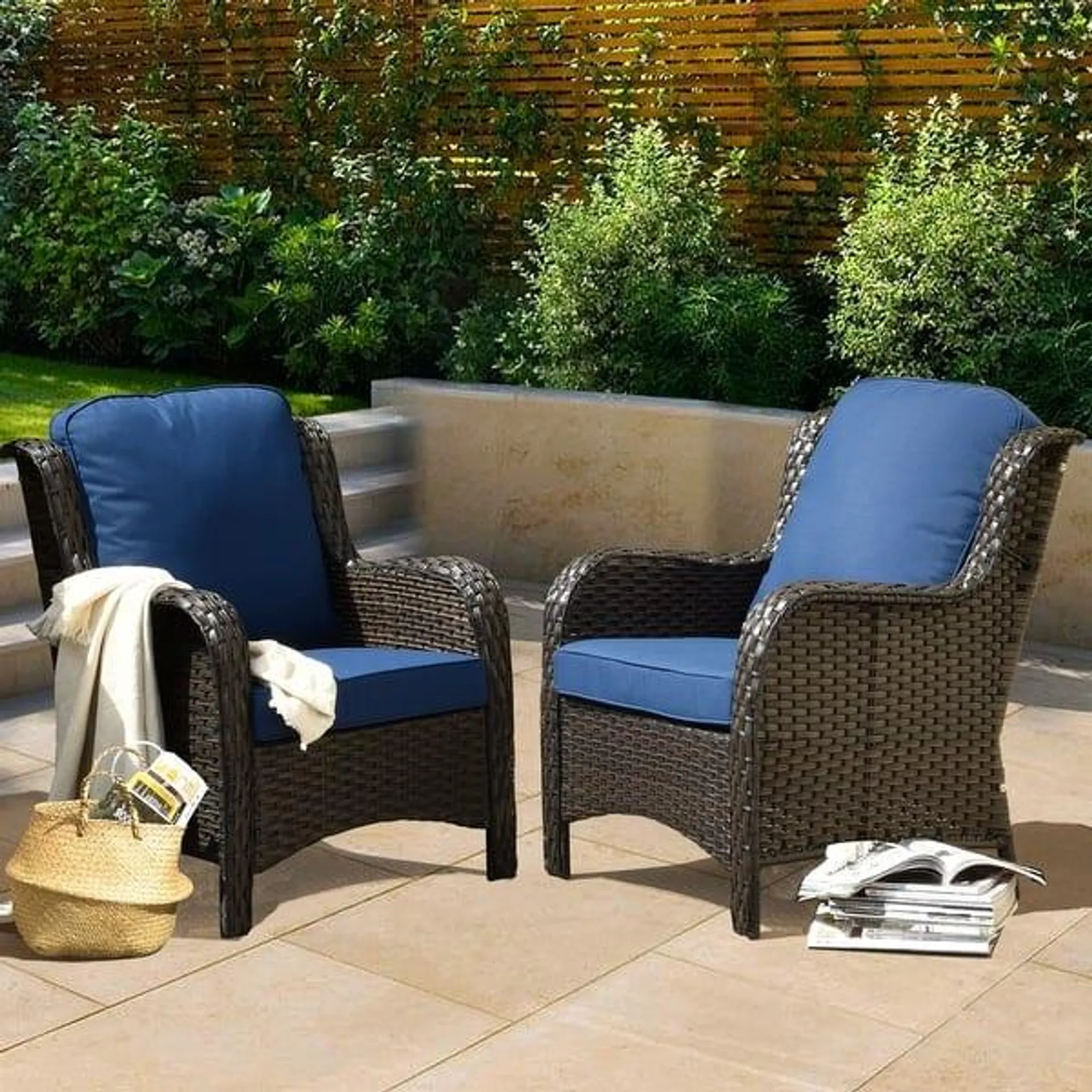 OVIOS Patio Furniture 2-piece Wicker Chair