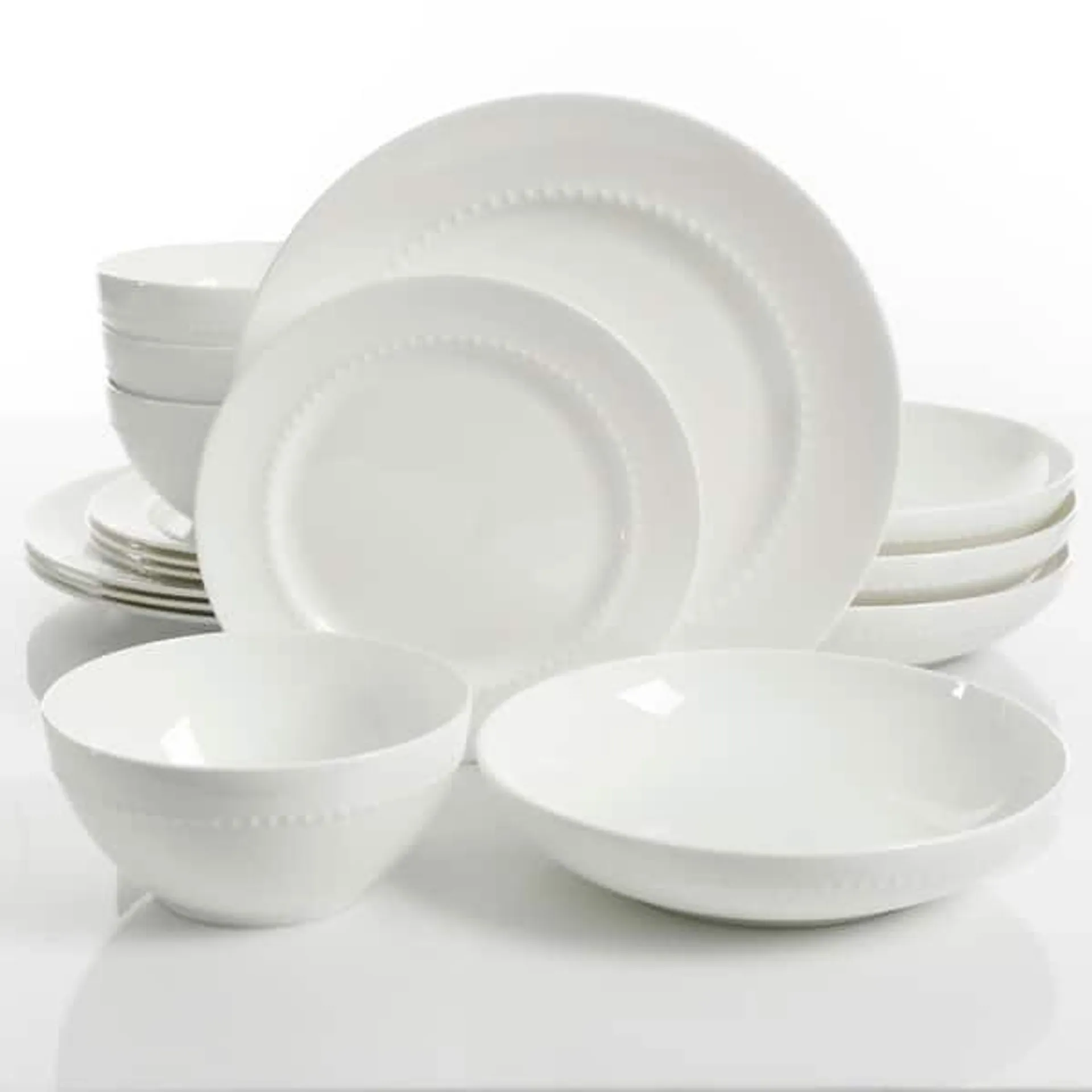 Double Bowl Dinnerware 16 Piece Set in Snow