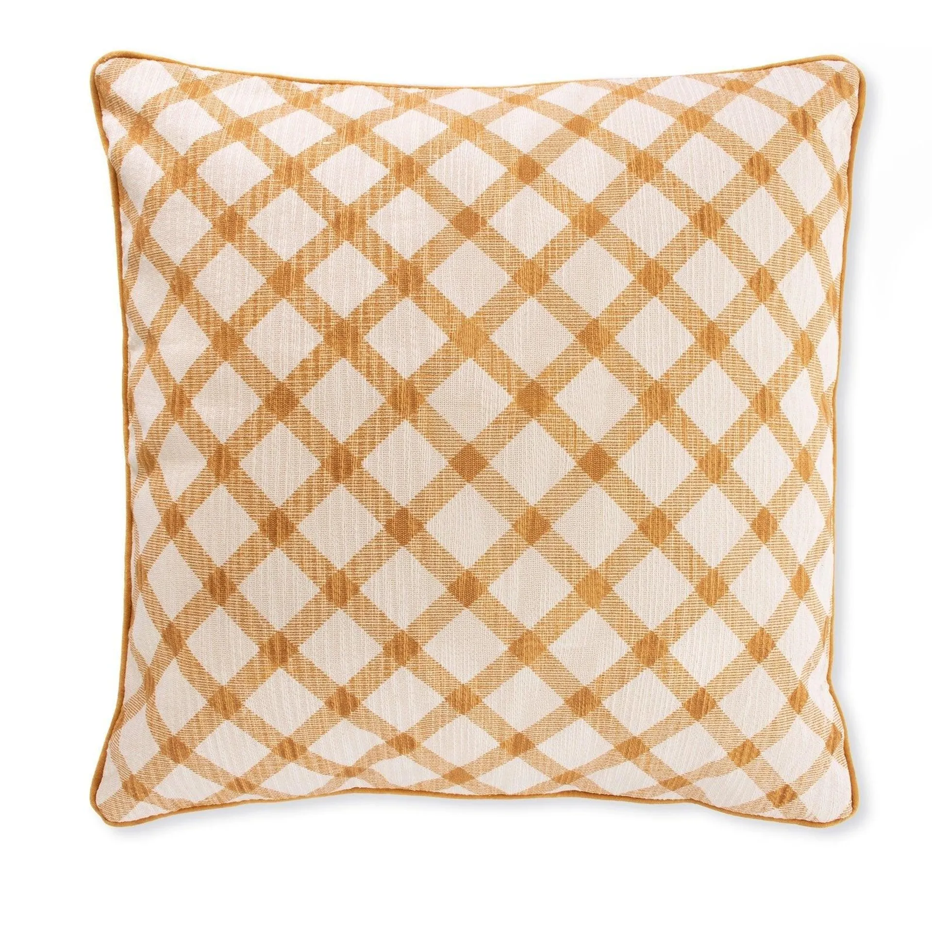 Pier 1 Gold Plaid Reversible Pillow