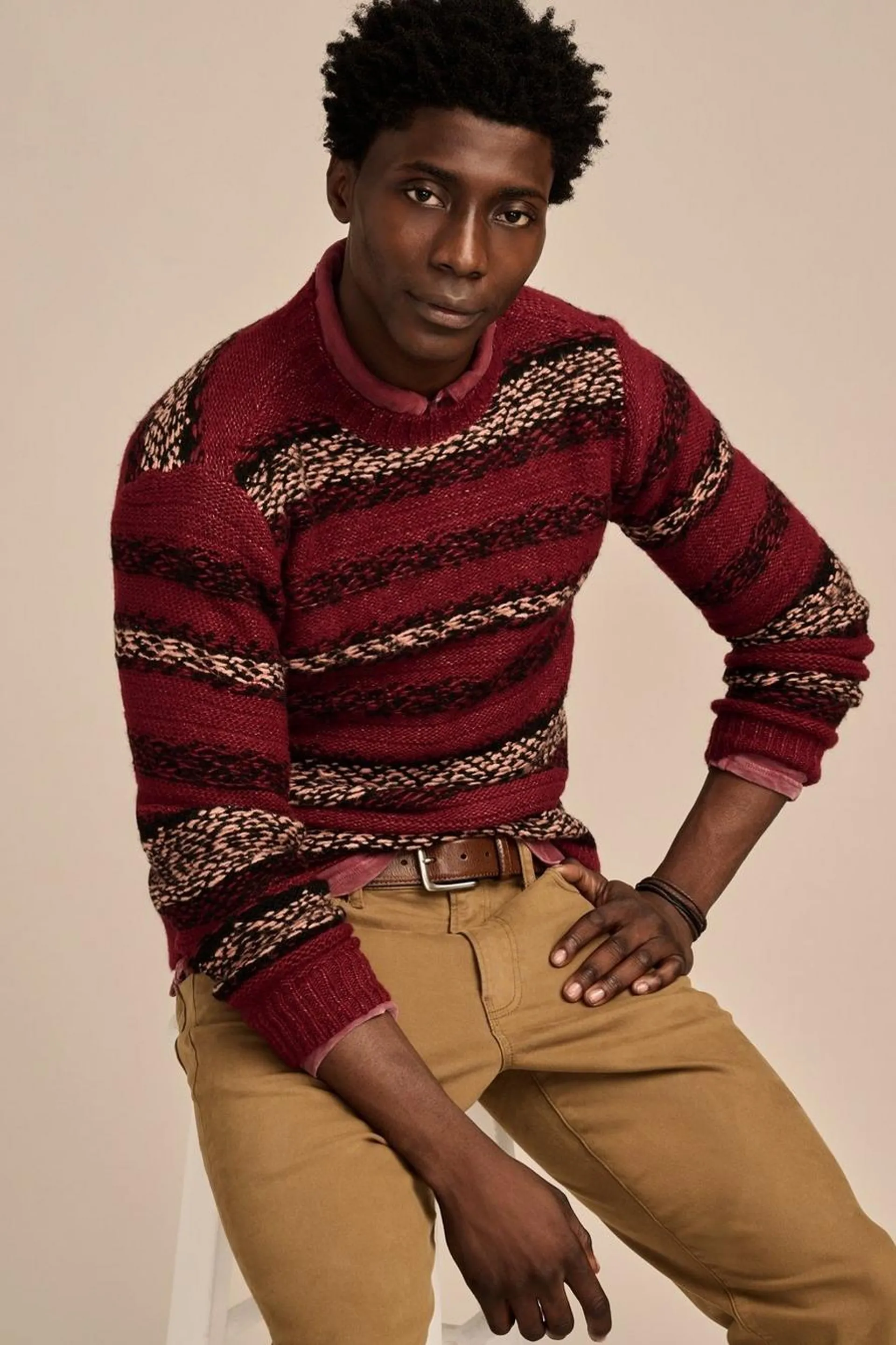 fair isle jacquard crew neck sweater