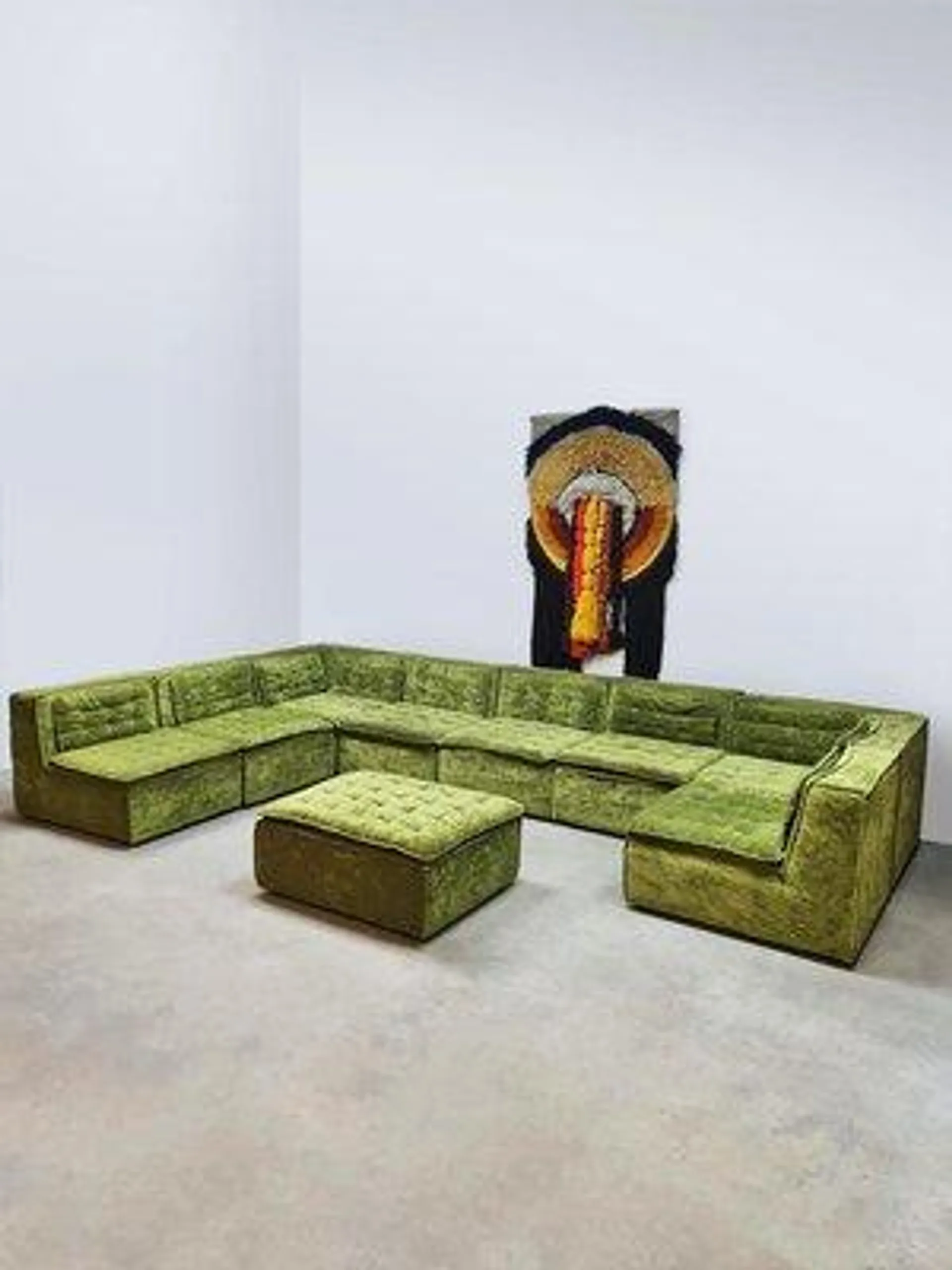 Vintage Modular Sofa Elements in Green, 1970s, Set of 9