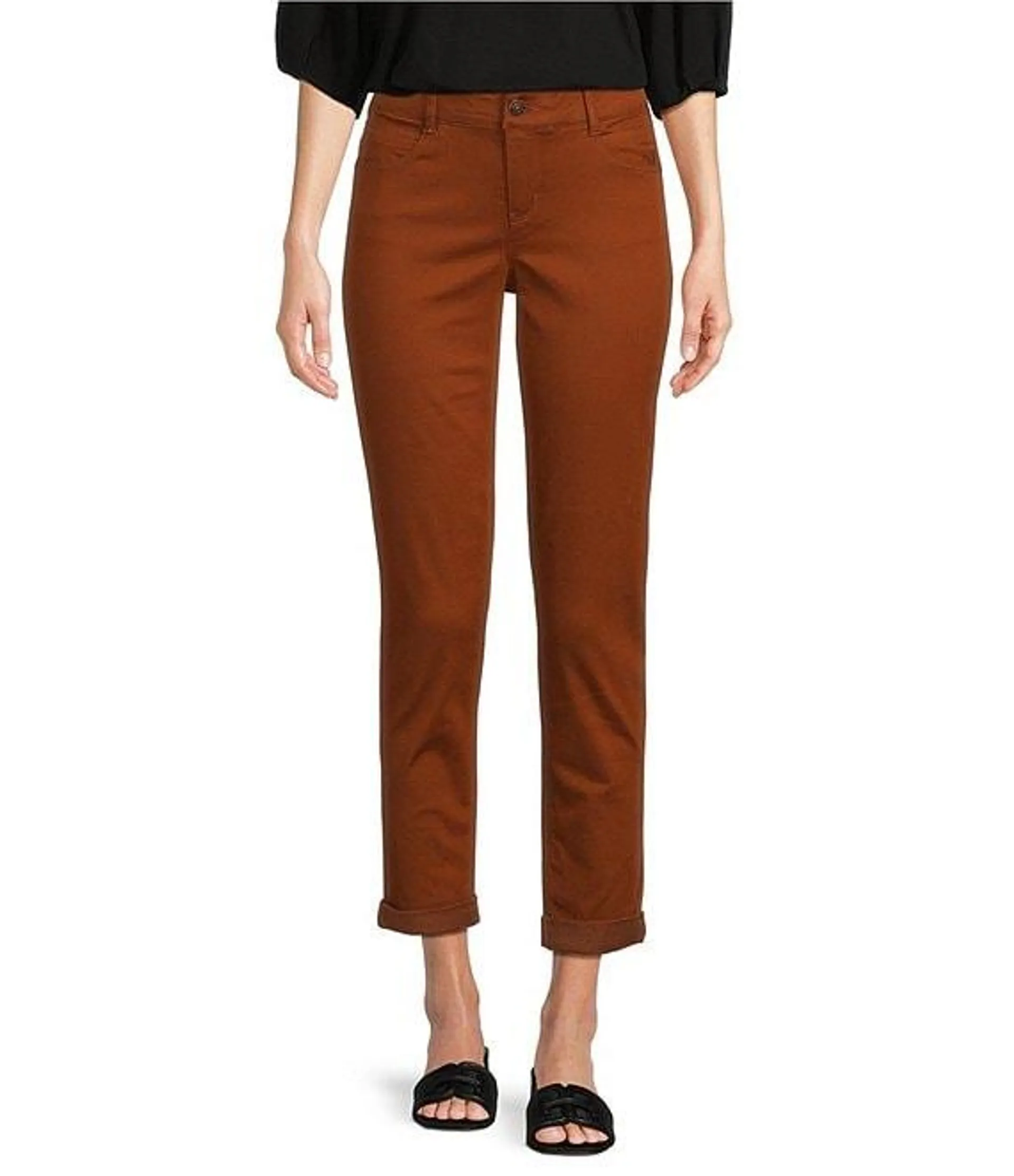 Perfect Fit Roll-Cuff Skinny Twill Pants