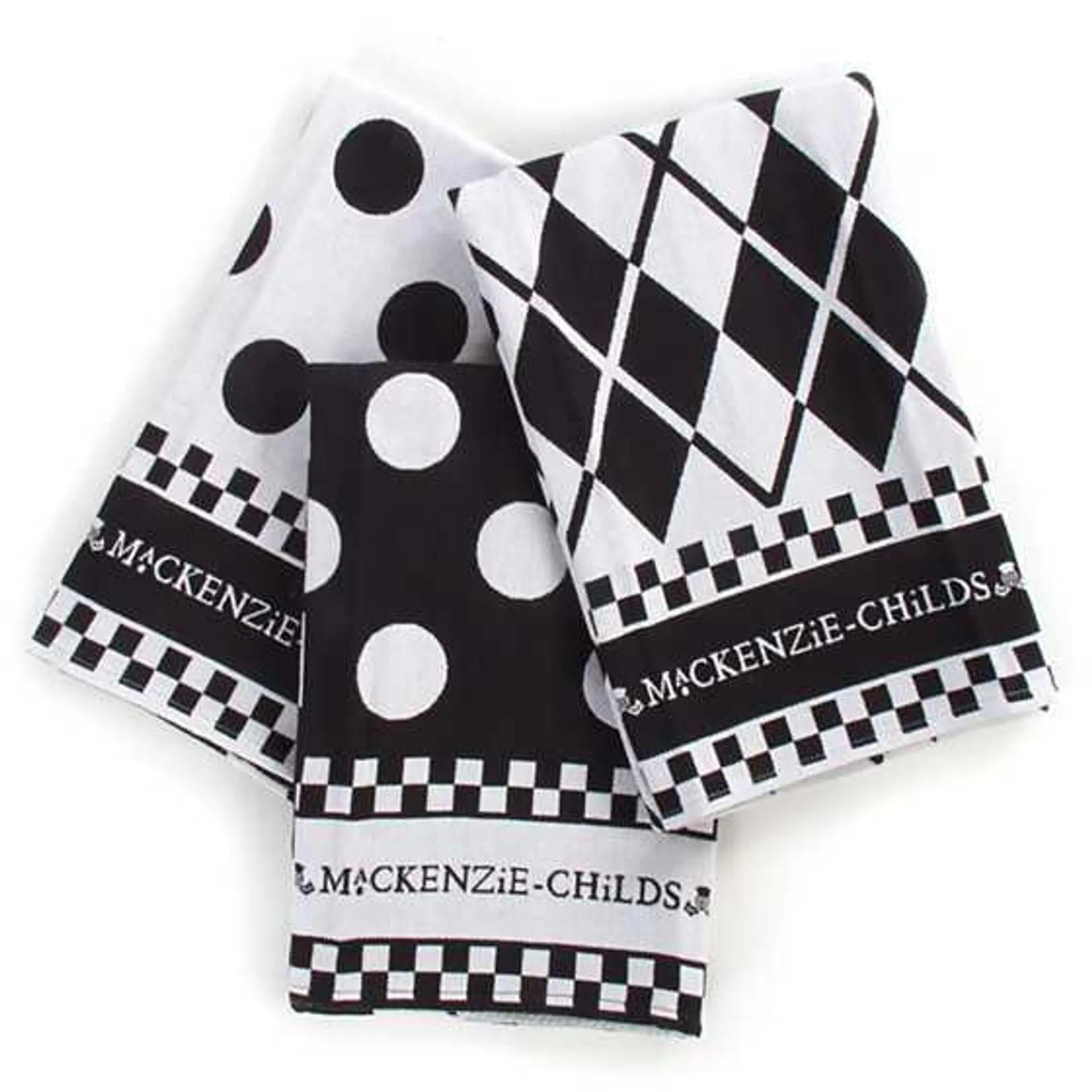 Black & White Dot Dish Towels, Set of 3