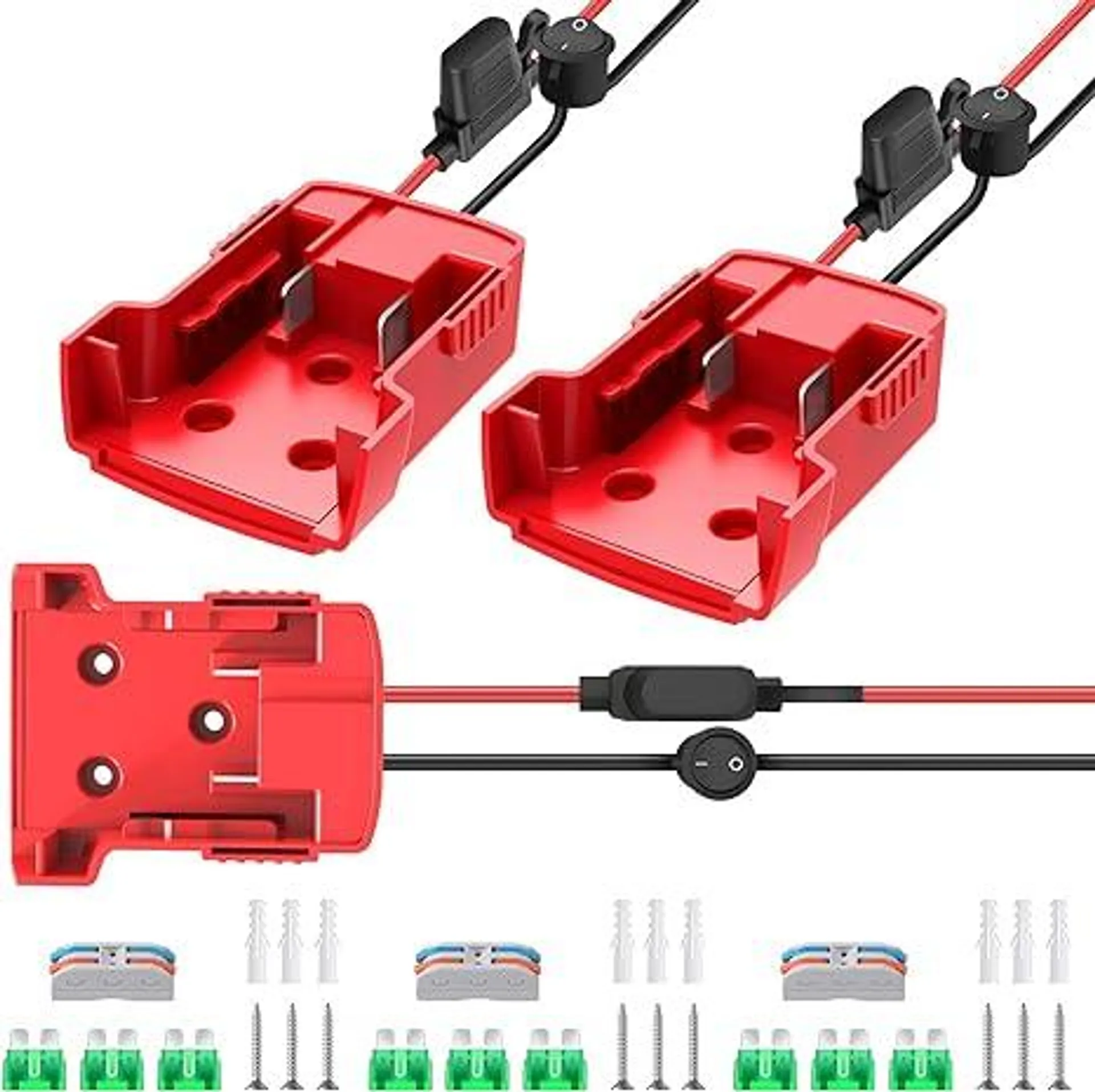 3 Packs Power Wheels Adapter for Milwaukee M18 Battery Adapter 18V Power Wheels Battery Conversion Kit with Switch, Fuse & Wire Terminals, 12AWG Wire, Power Connector for DIY Rc Car Toys and Robotics