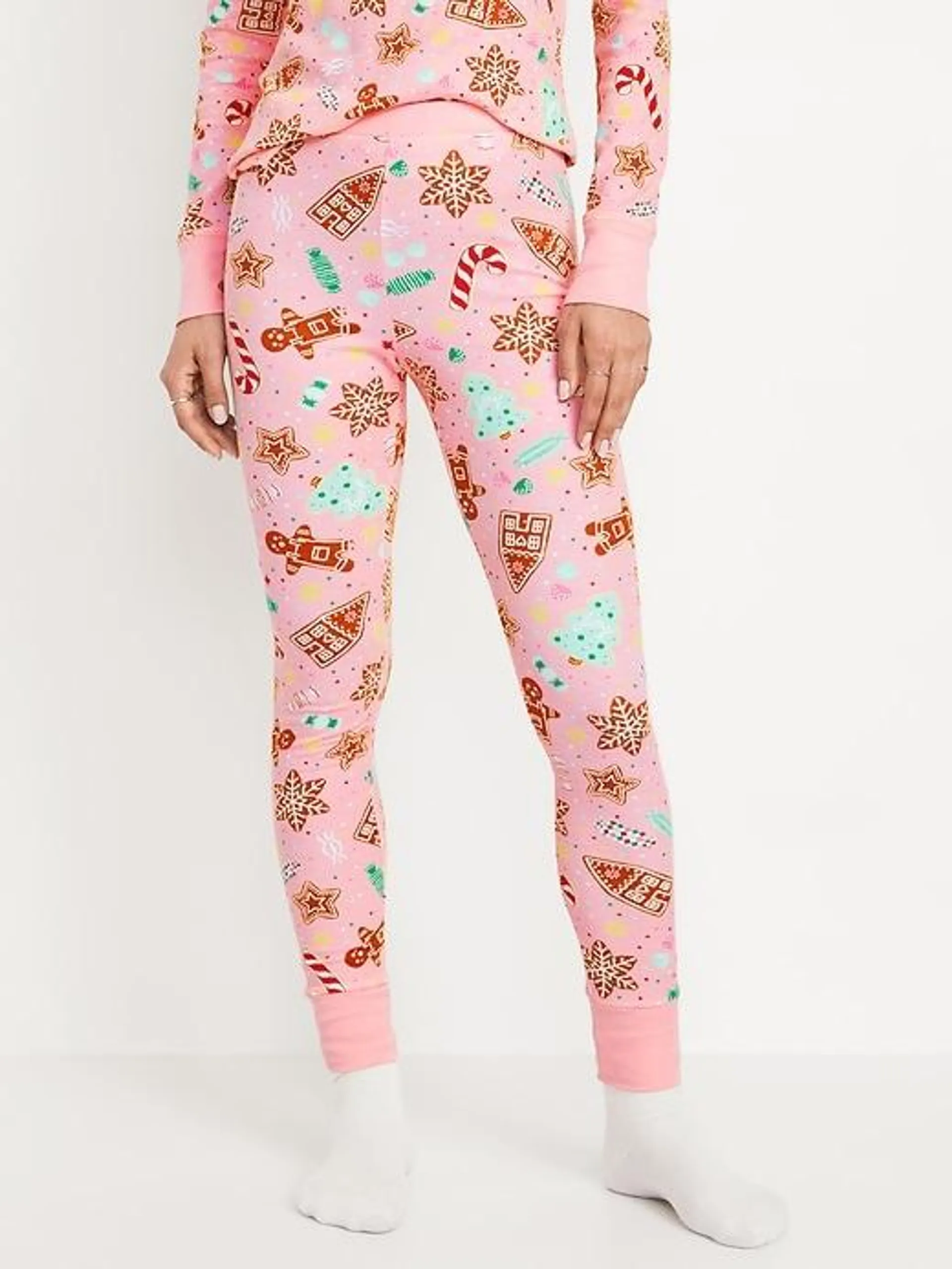 High-Waisted Printed Waffle Pajama Leggings for Women