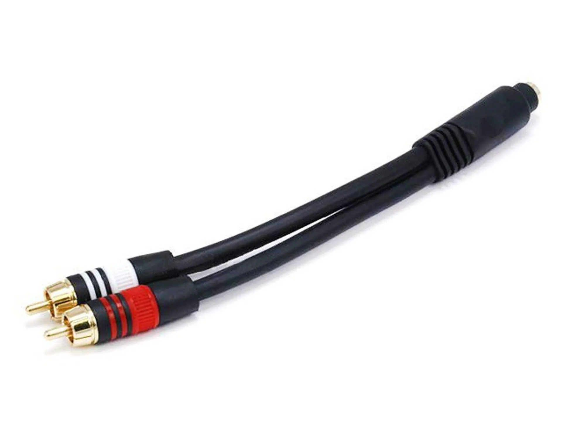 Monoprice 6in Premium 3.5mm Stereo Female to 2x RCA Male Cable, 22AWG Gold Plated, Black