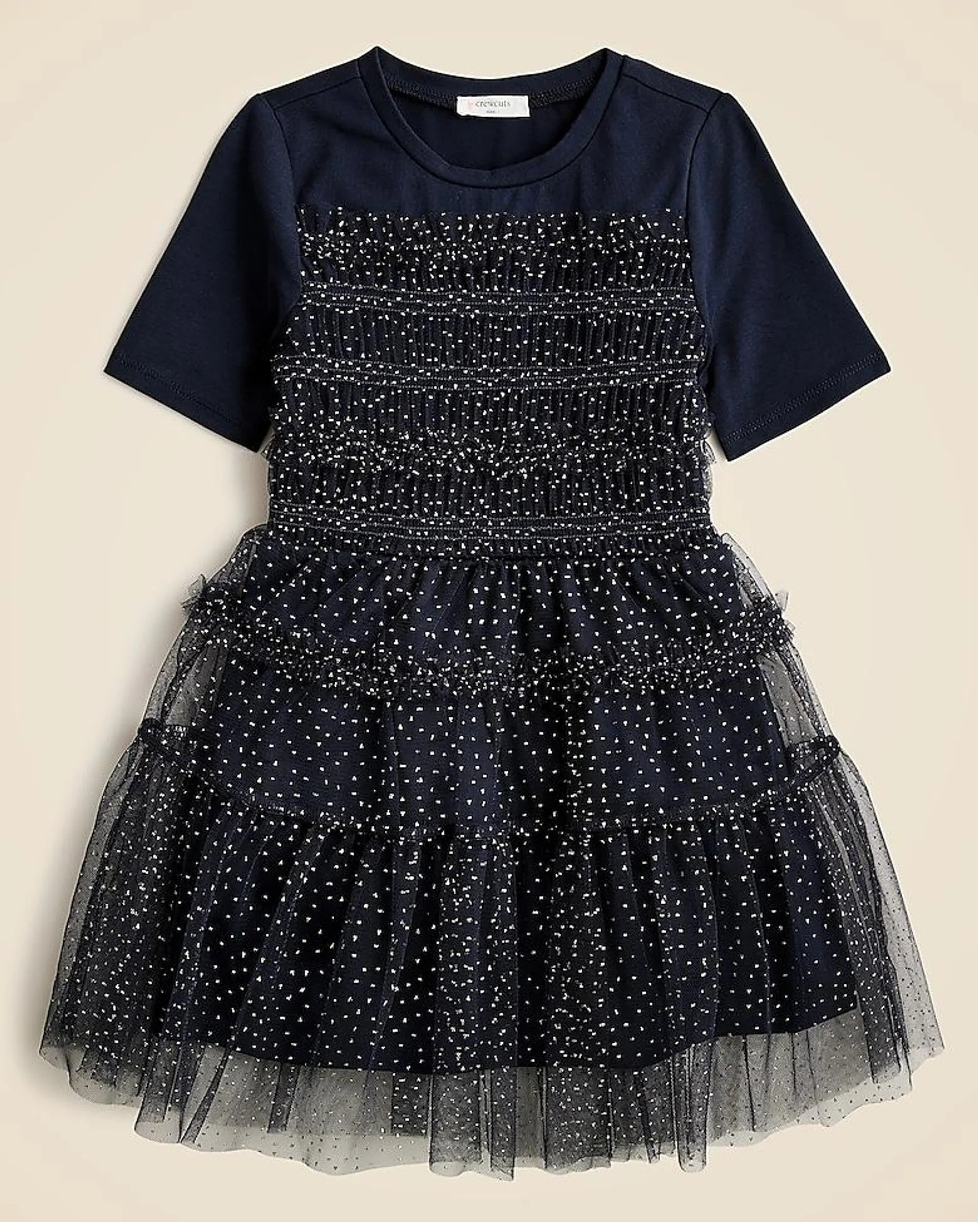 Girls' tiered tulle T-shirt dresss