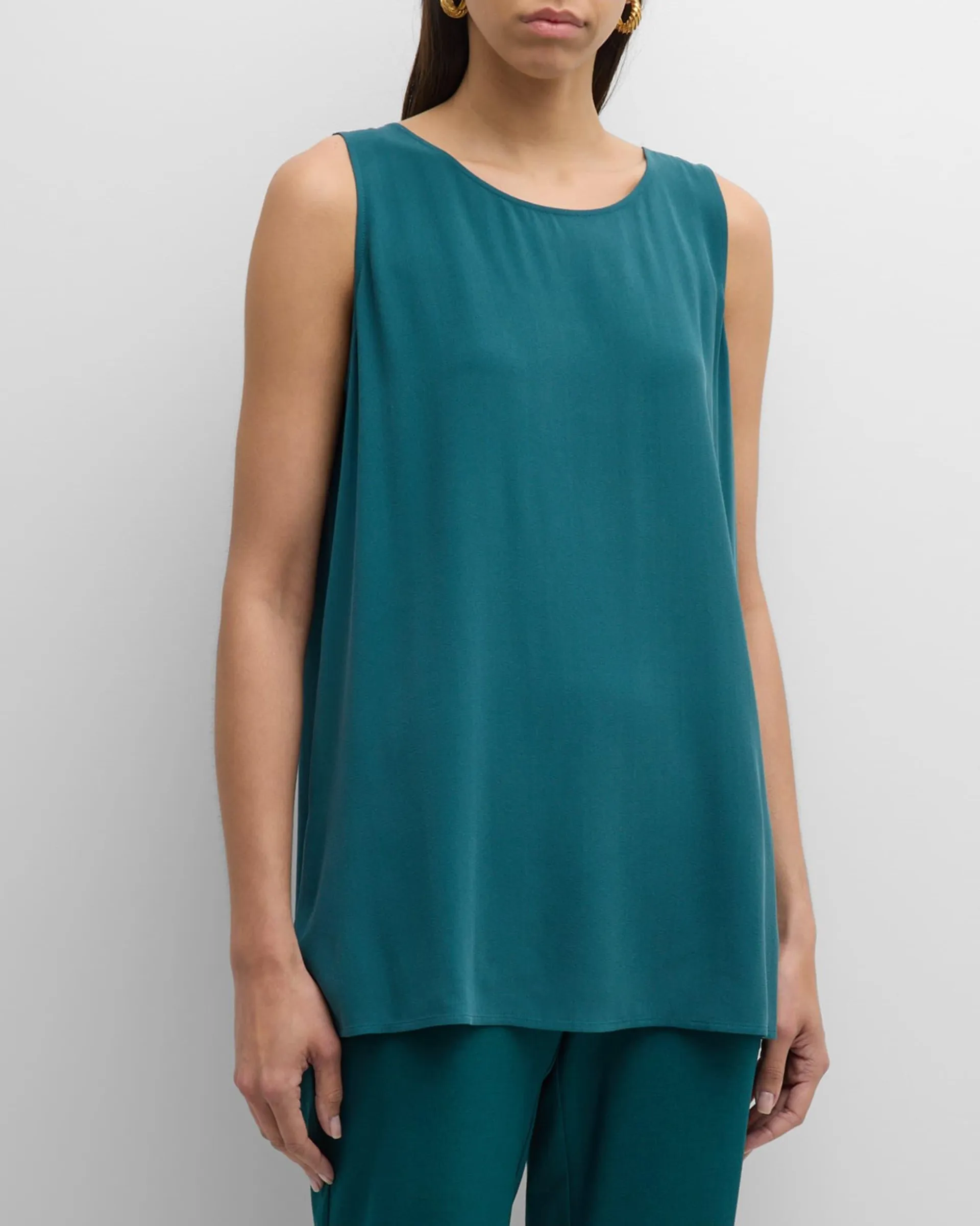 Scoop-Neck Georgette Crepe Tunic