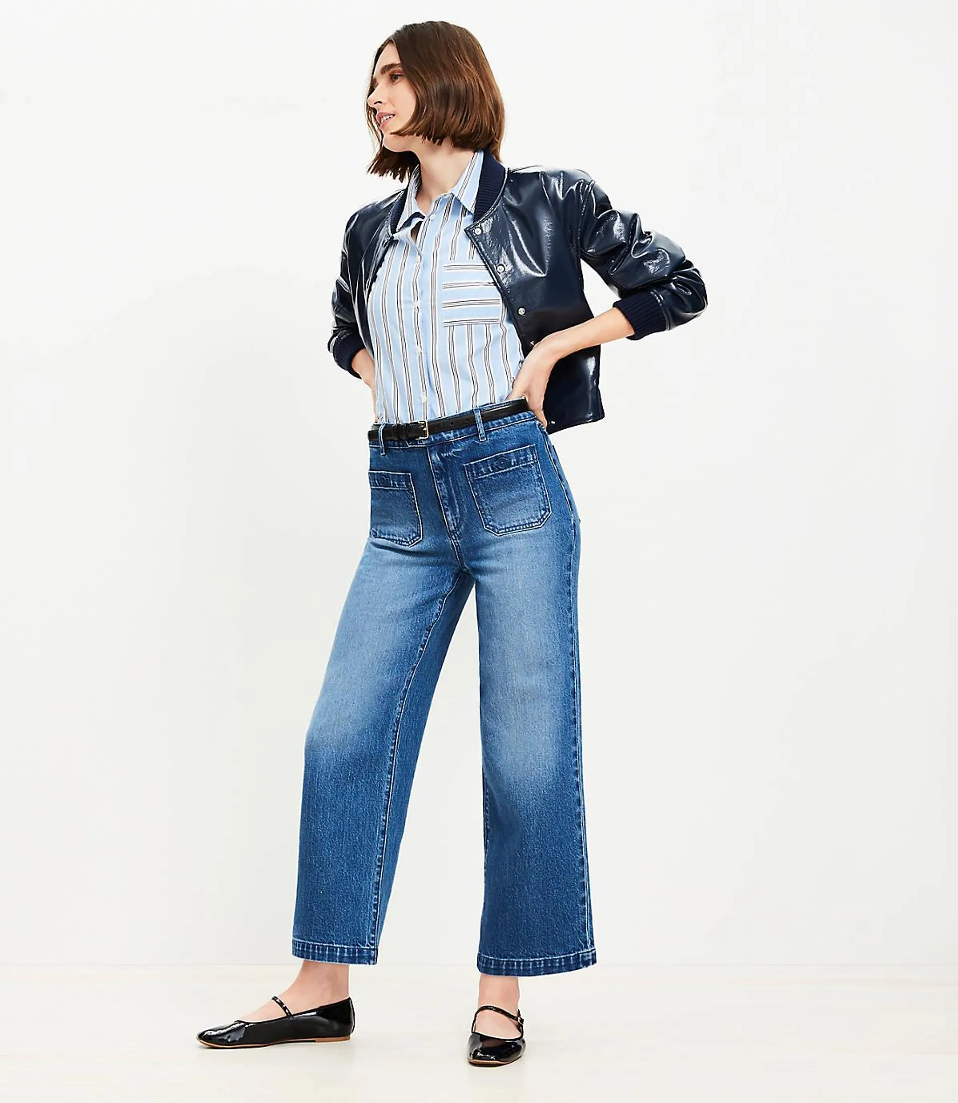 Sailor High Rise Wide Leg Crop Jeans in Vintage Indigo Wash