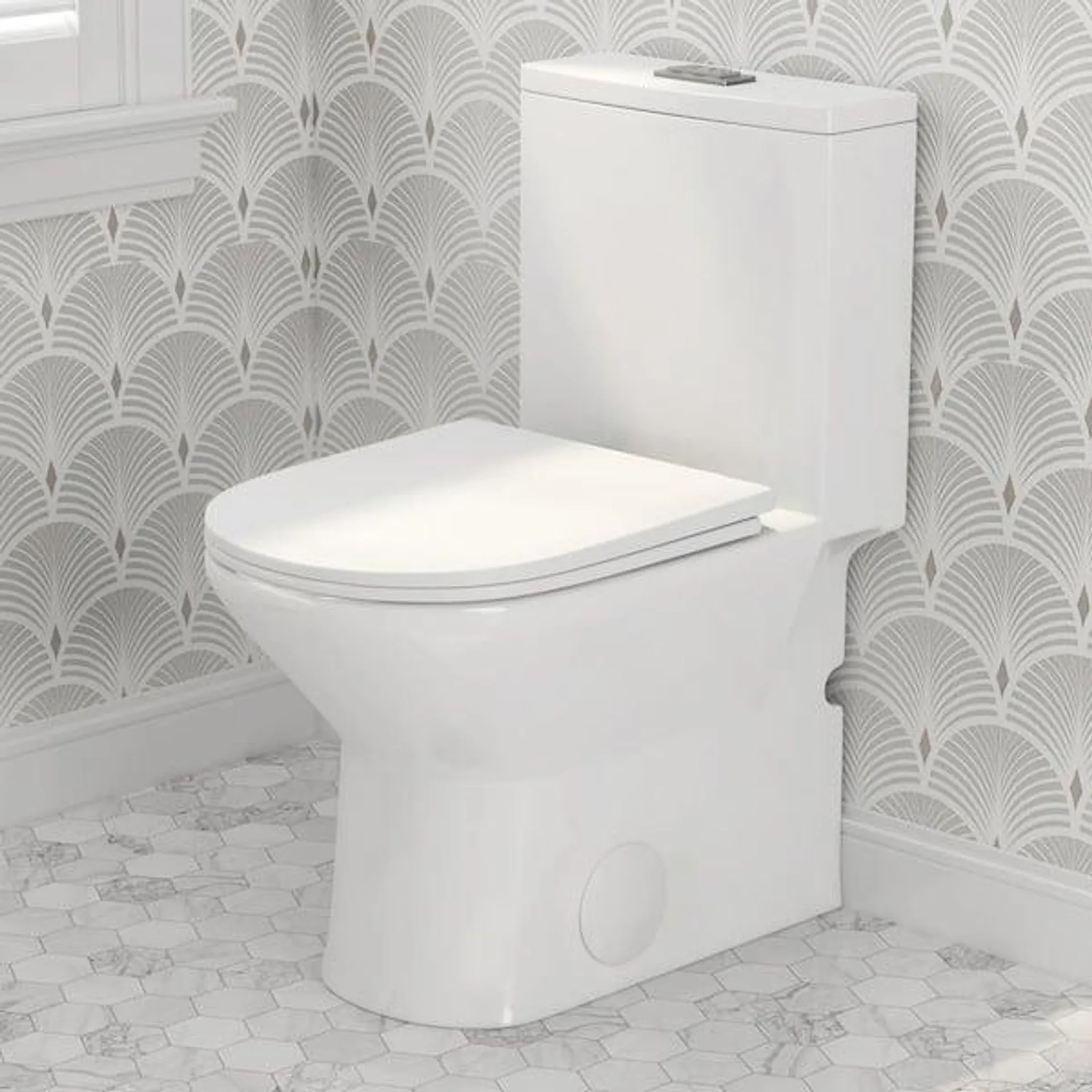 Naples 12 in. Rough-In 1-Piece Toilet 1.1/1.6 GPF Dual Flush Siphon Elongated Toilet in Crisp White