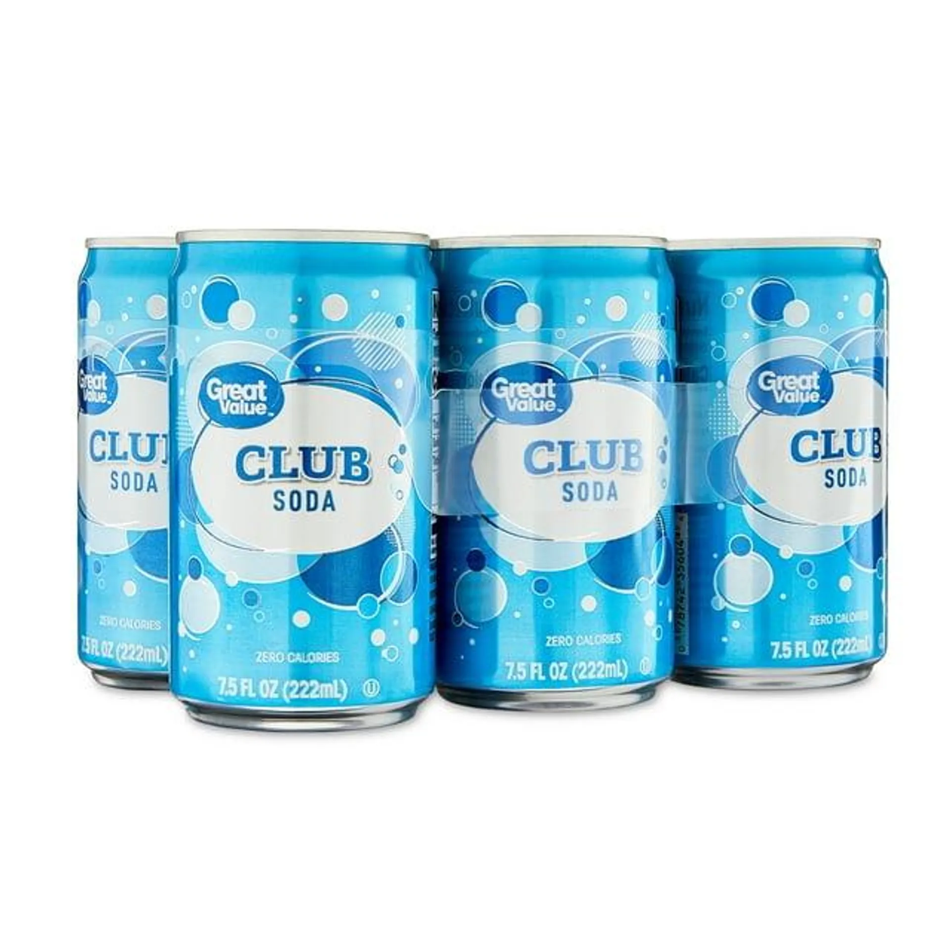 Great Value Club Soda, 7.5 fl oz, 6 Count Cans