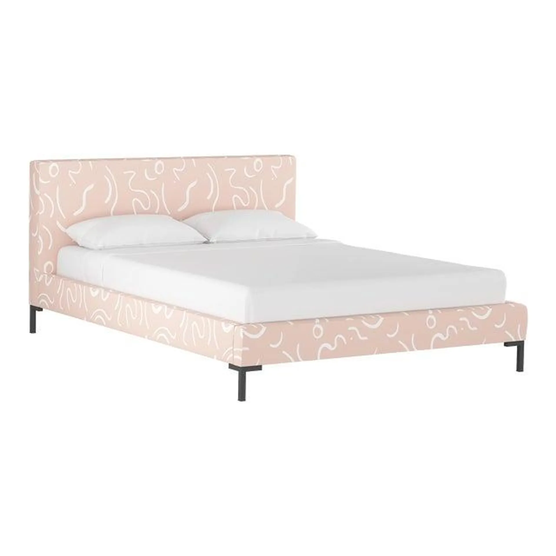 Norah Platform Bed in Peach Candice Stroke, Full/Double