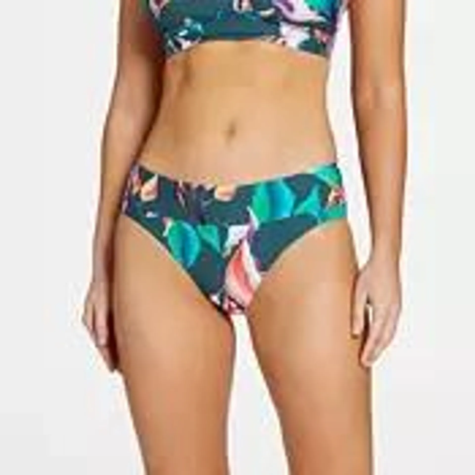 CALIA Women's Mid Rise Wide Banded High Leg Swim Bottoms