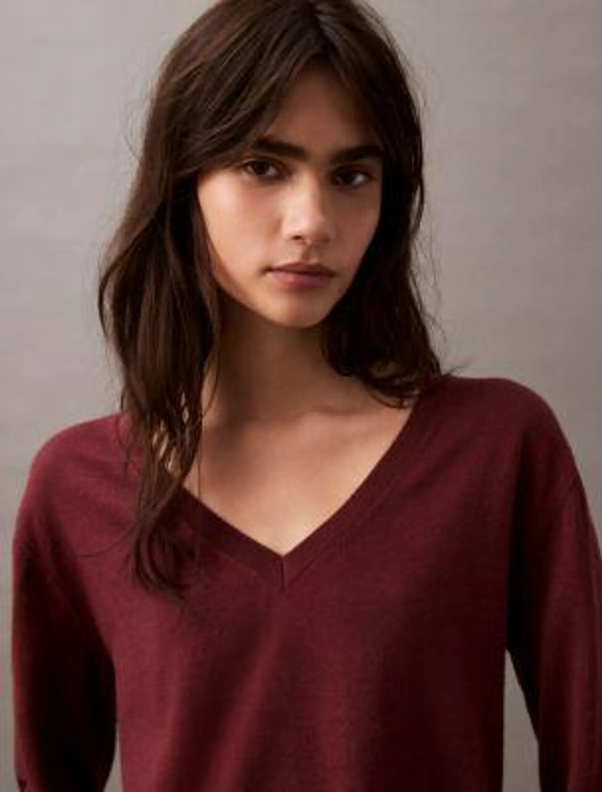 Extra Fine Merino Blend V-Neck Sweater