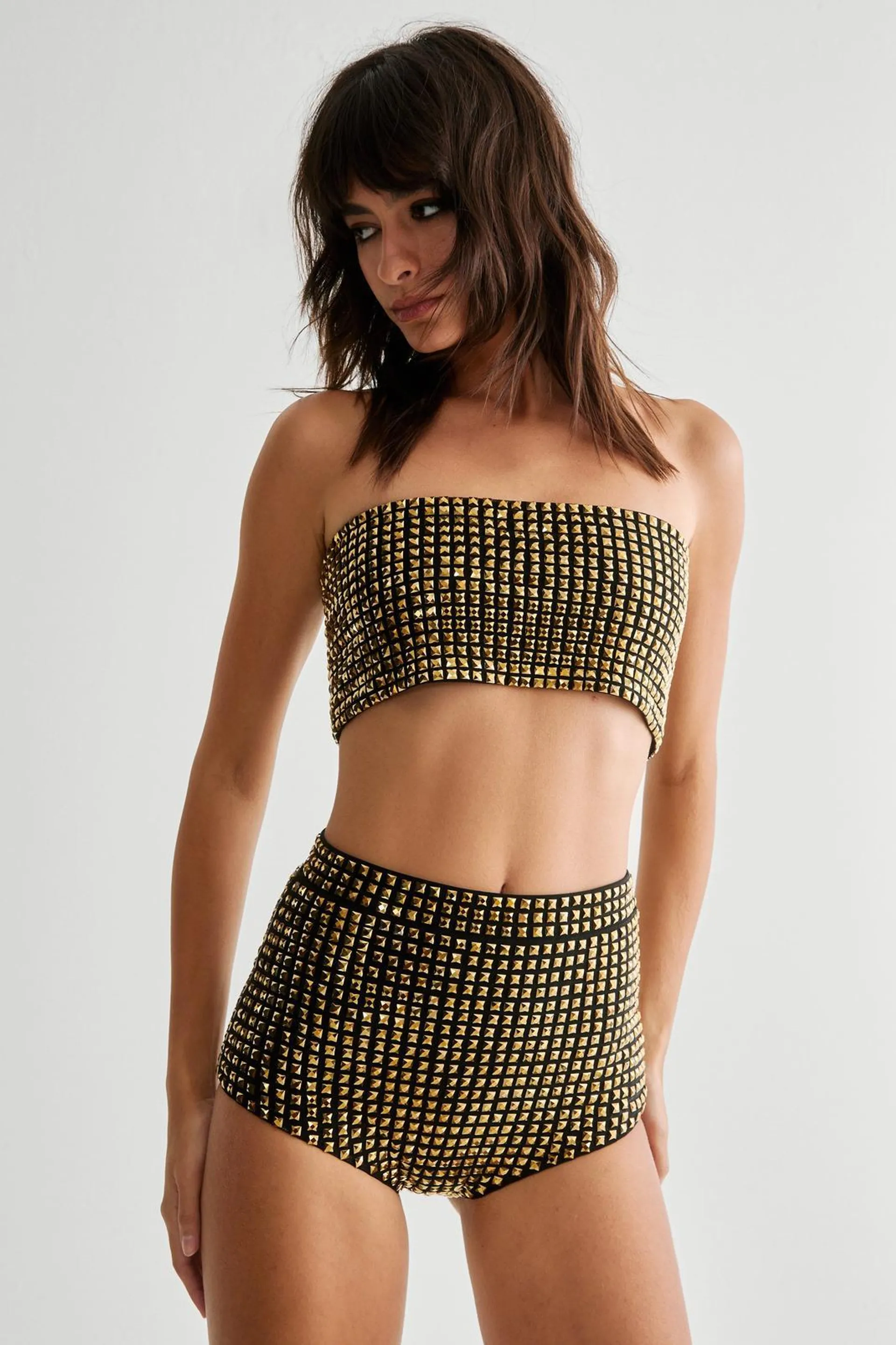 Studded Embellished Bandeau Top