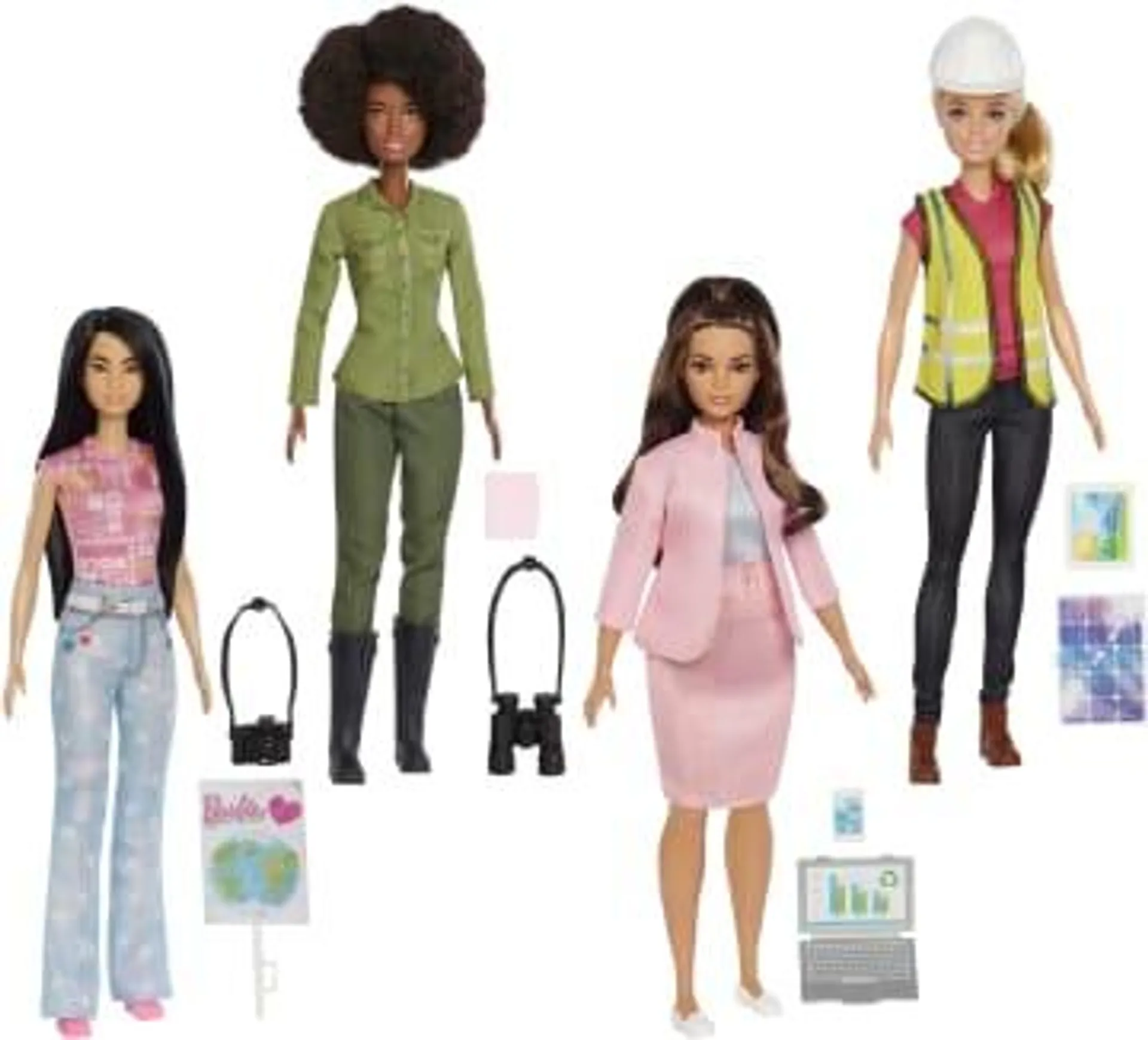 Barbie Eco-Leadership Team 4 Doll Set, Recycled Plastic (Except Head & Hair)