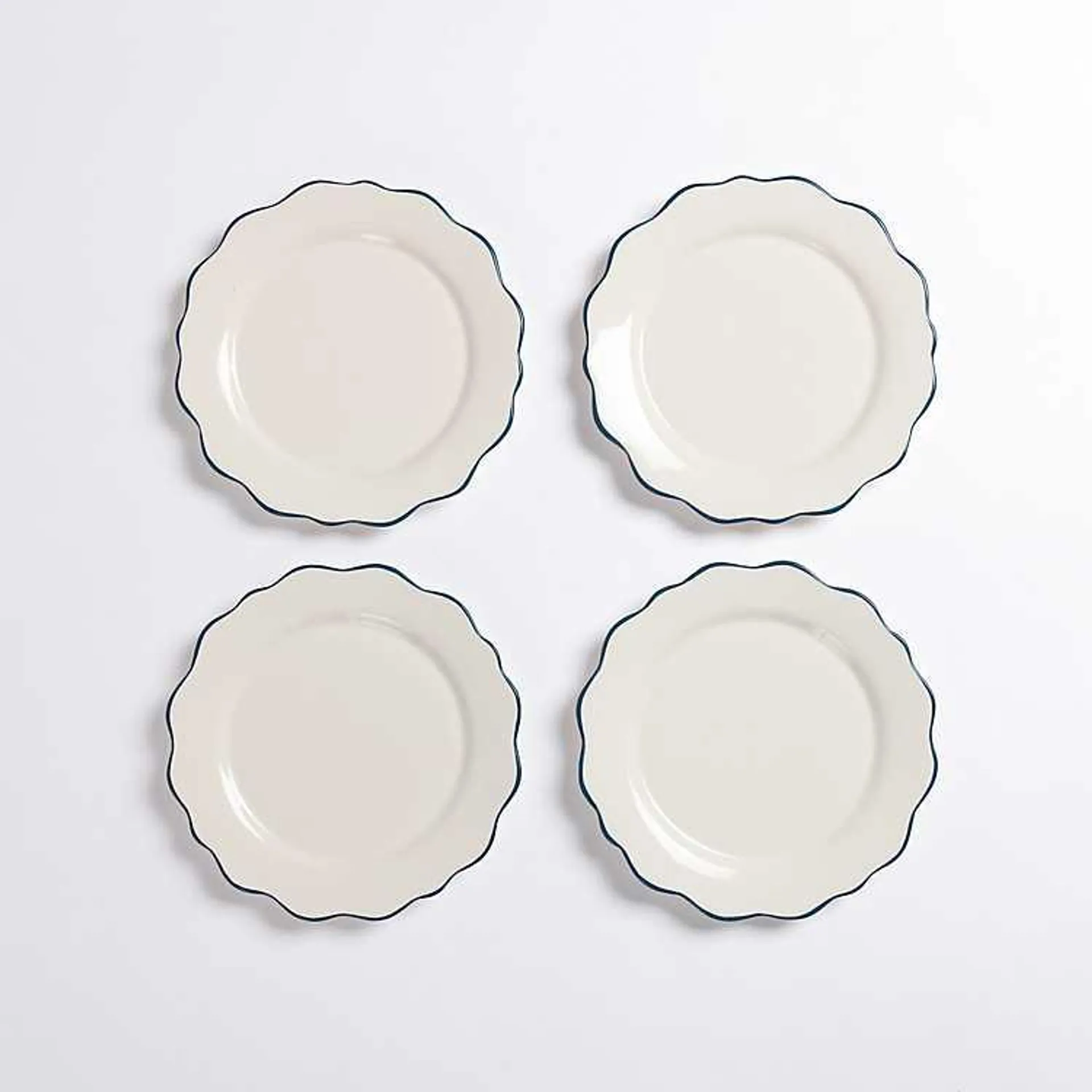 Bluefin Scalloped Rim Salad Plates, Set of 4