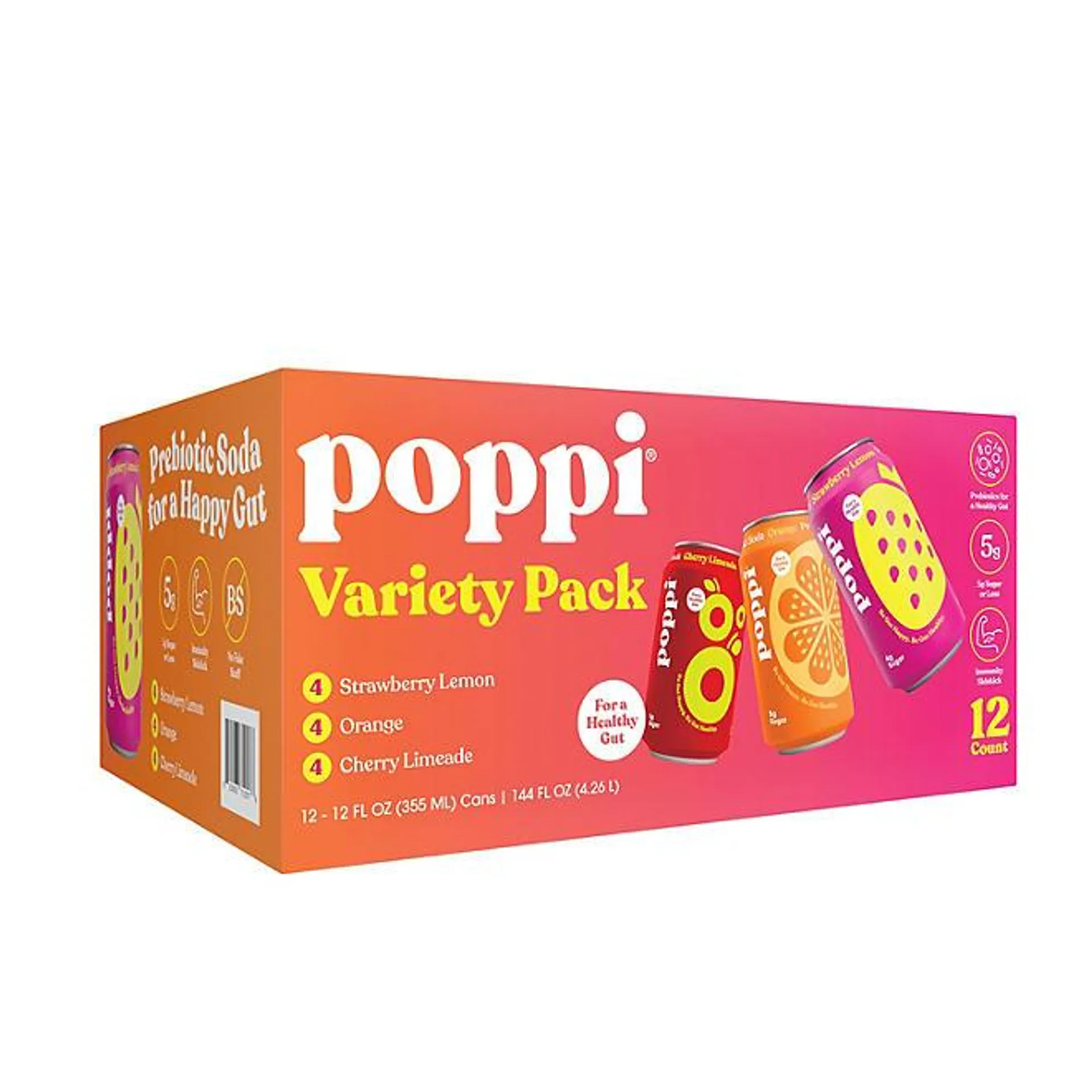 poppi Prebiotic Soda Variety Pack (12 fl. oz., 12 pk.)