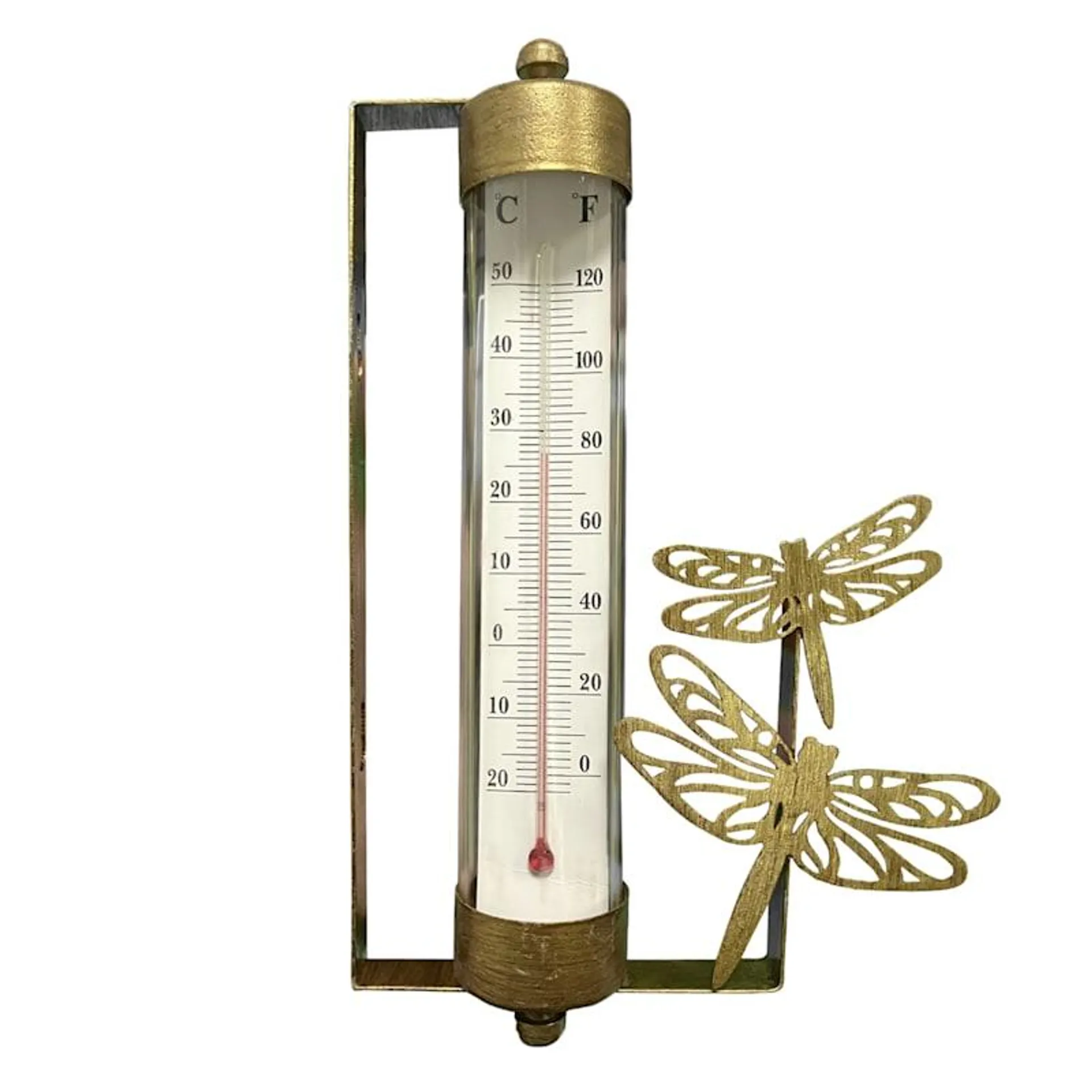 Metal Dragonfly Outdoor Thermometer, 8.8"