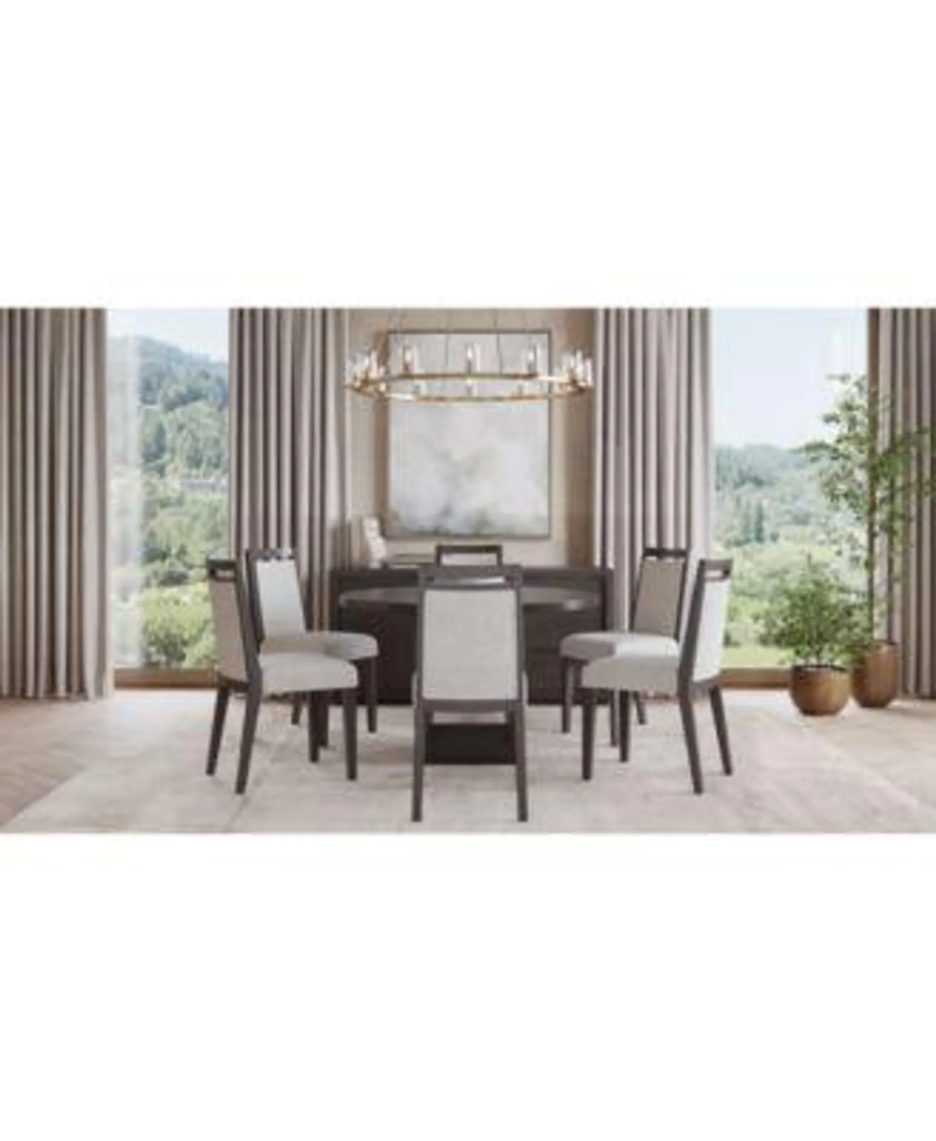 Tivie 7 Pc Dining Set (Round Table + 6 Dining Chairs), Created for Macy's