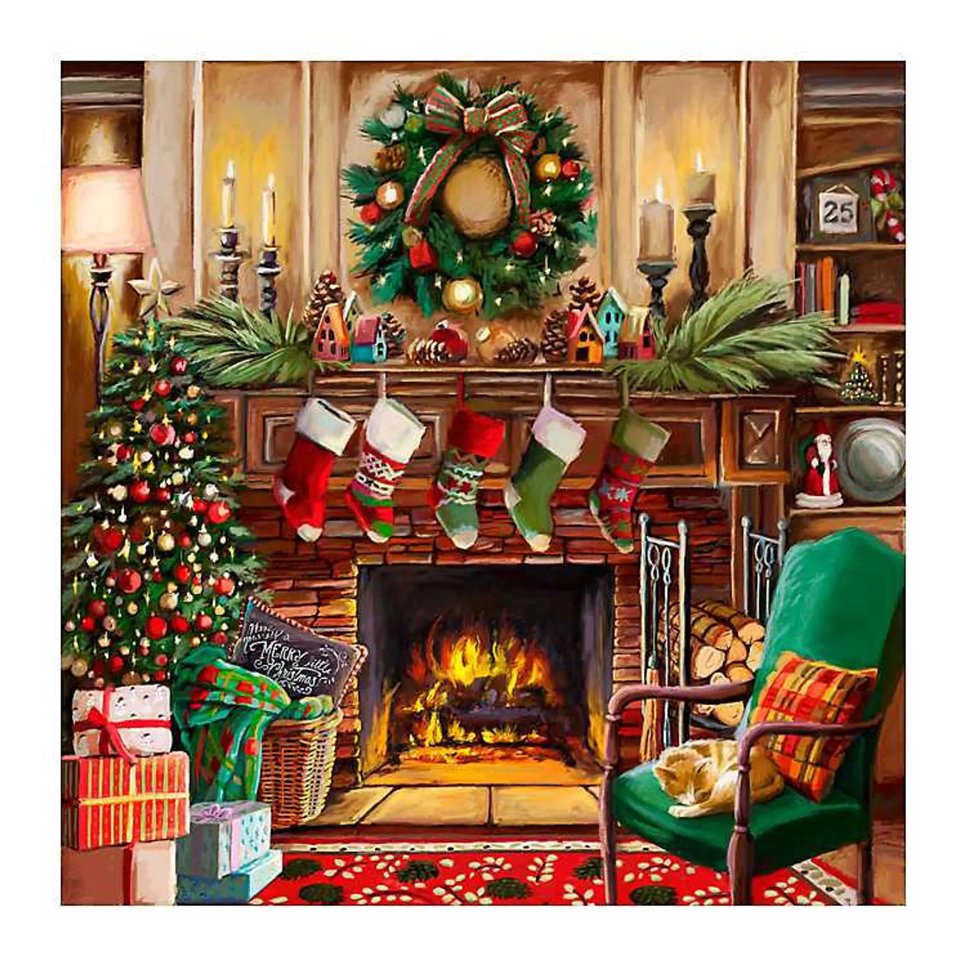 Fireside Christmas Canvas Art Print