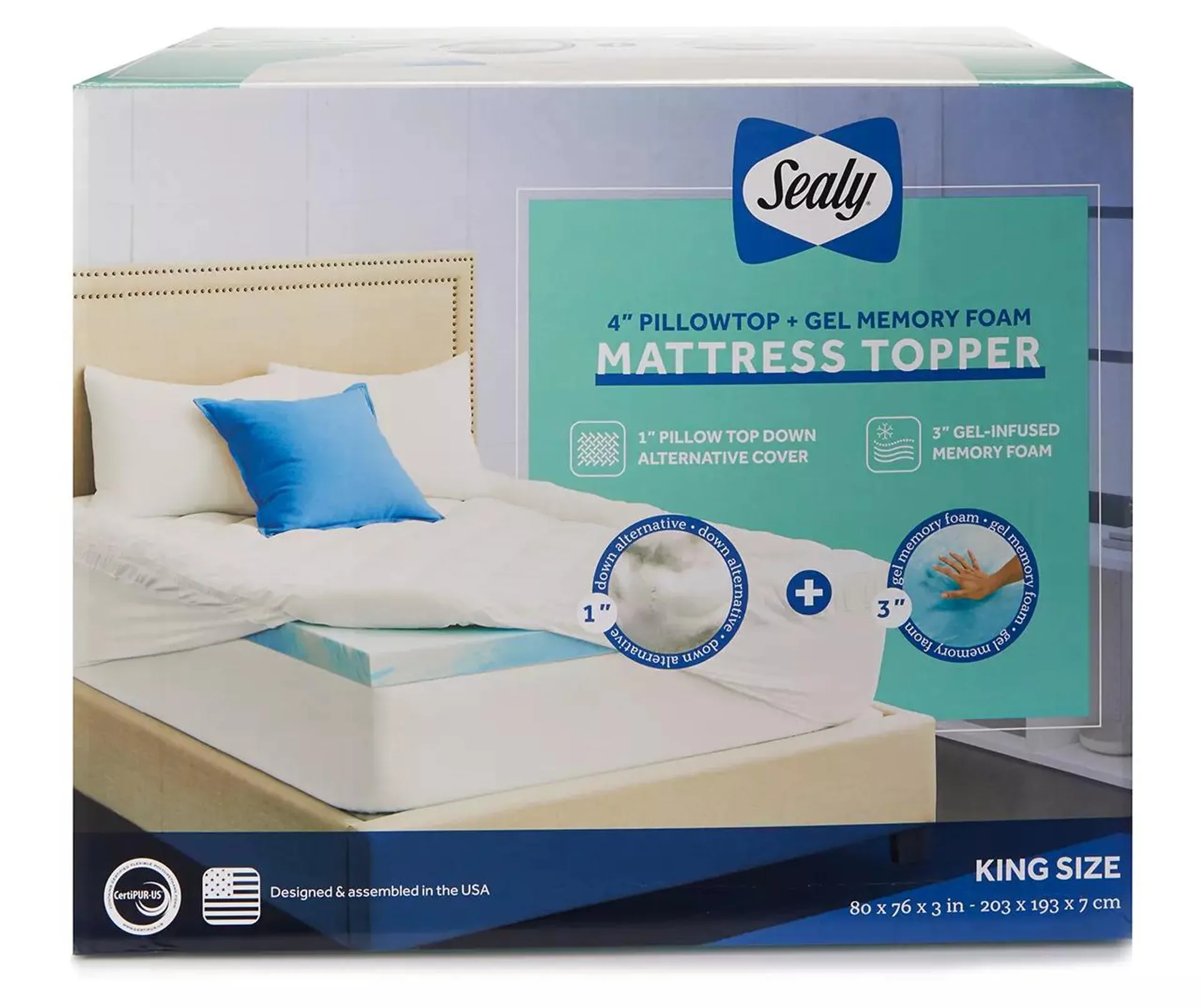 4" Pillow Top & Gel Memory Foam King Mattress Topper