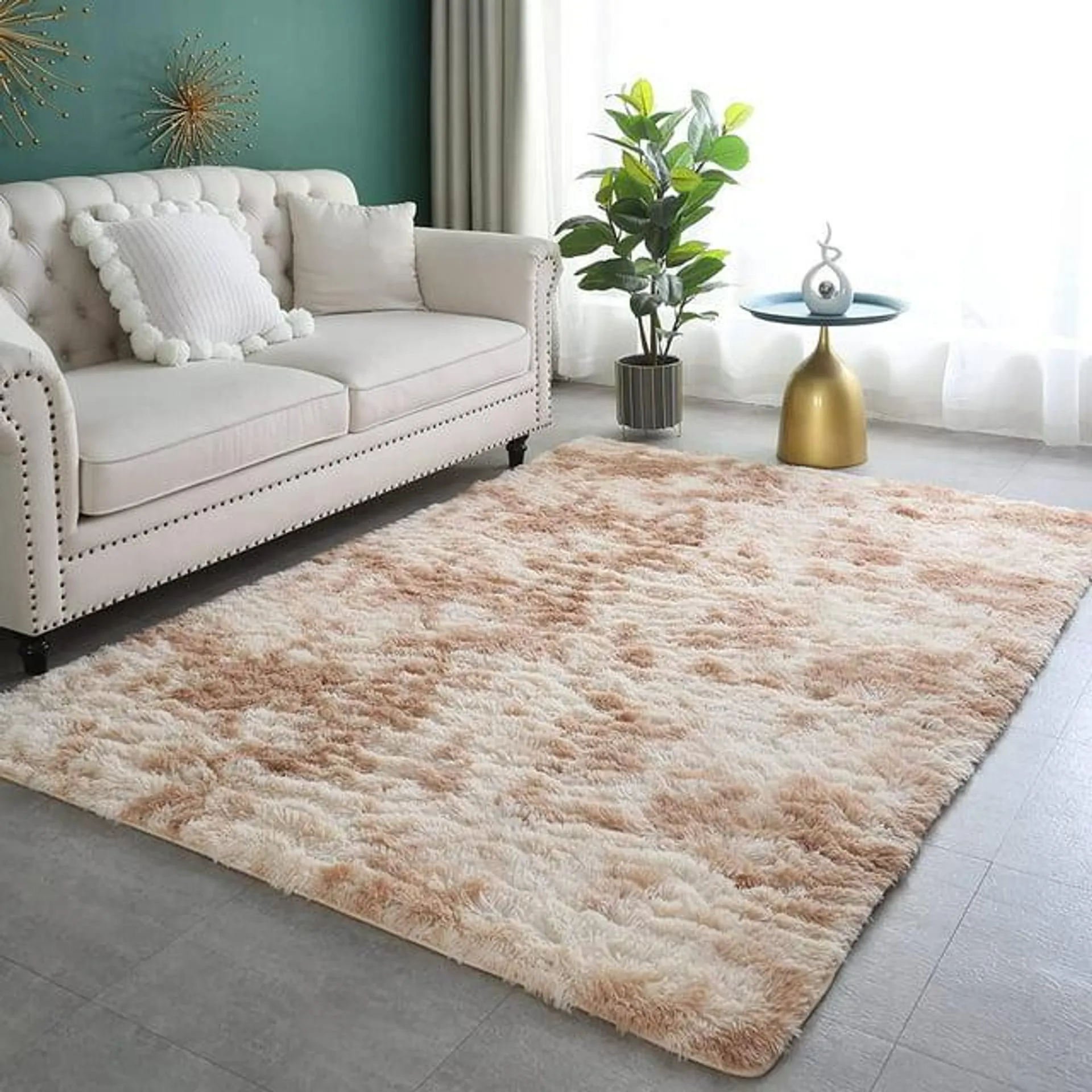 CozyDesg 8ft x 10ft Area Rugs, Soft Fluffy Area Rugs Floor Mat Floor Rugs for Living Room Bedroom Kids Room Nursery Modern Decor Carpet, Camel