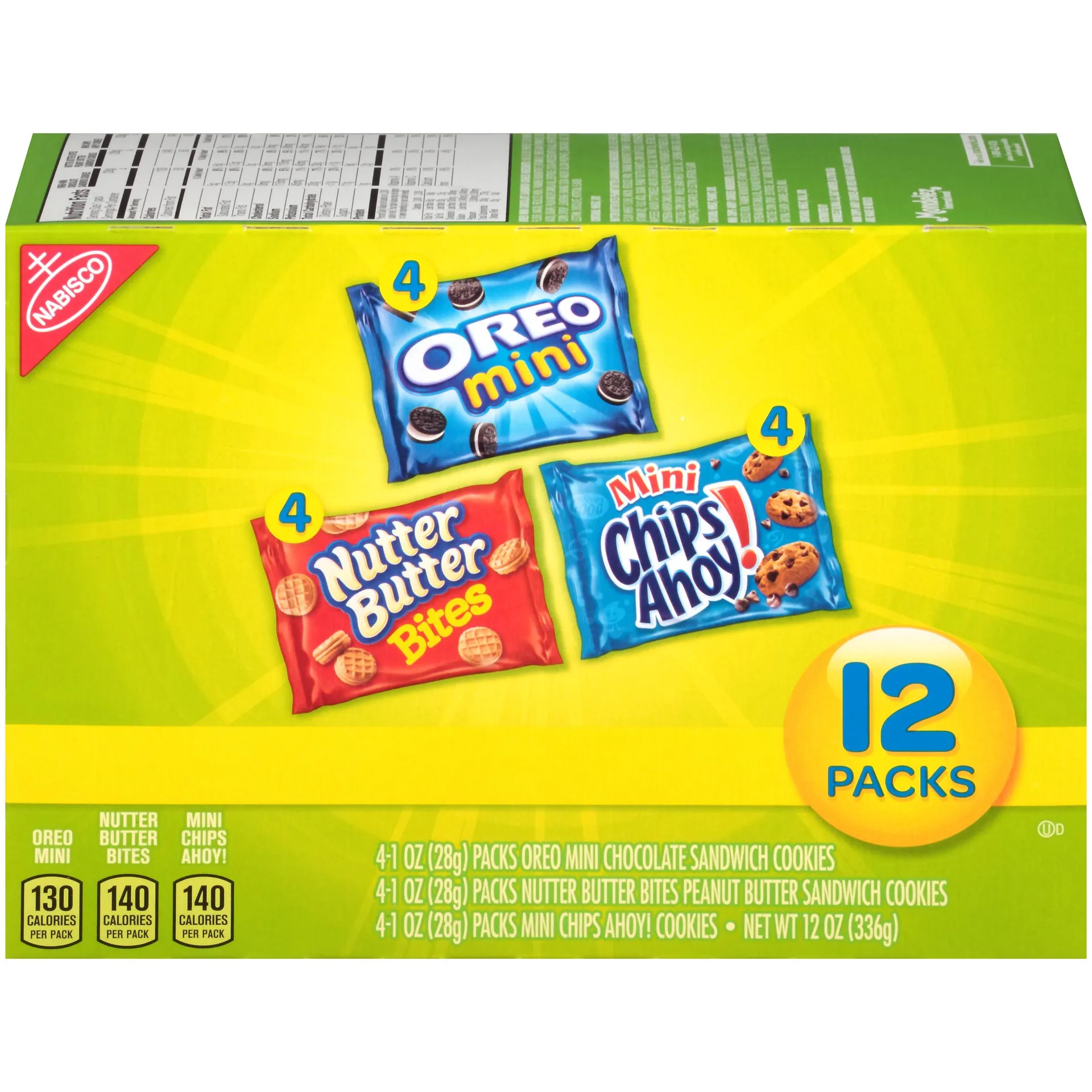 Nabisco Cookie Variety Pack OREO Mini, Nutter Butter Bites, CHIPS AHOY! Mini, Halloween Snacks, 12 Snack Packs