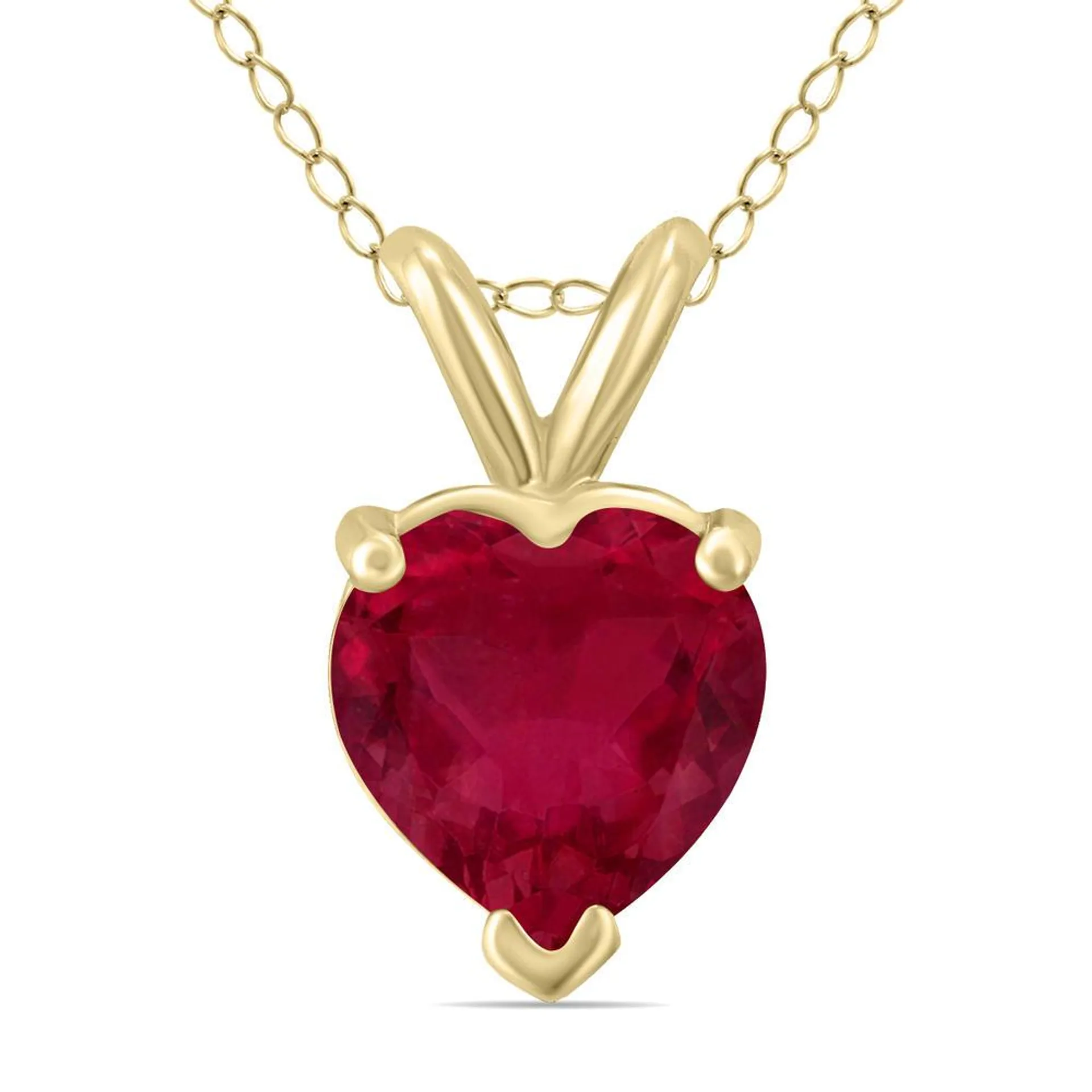 szul.com 14K Yellow Gold 5MM Heart Ruby Pendant