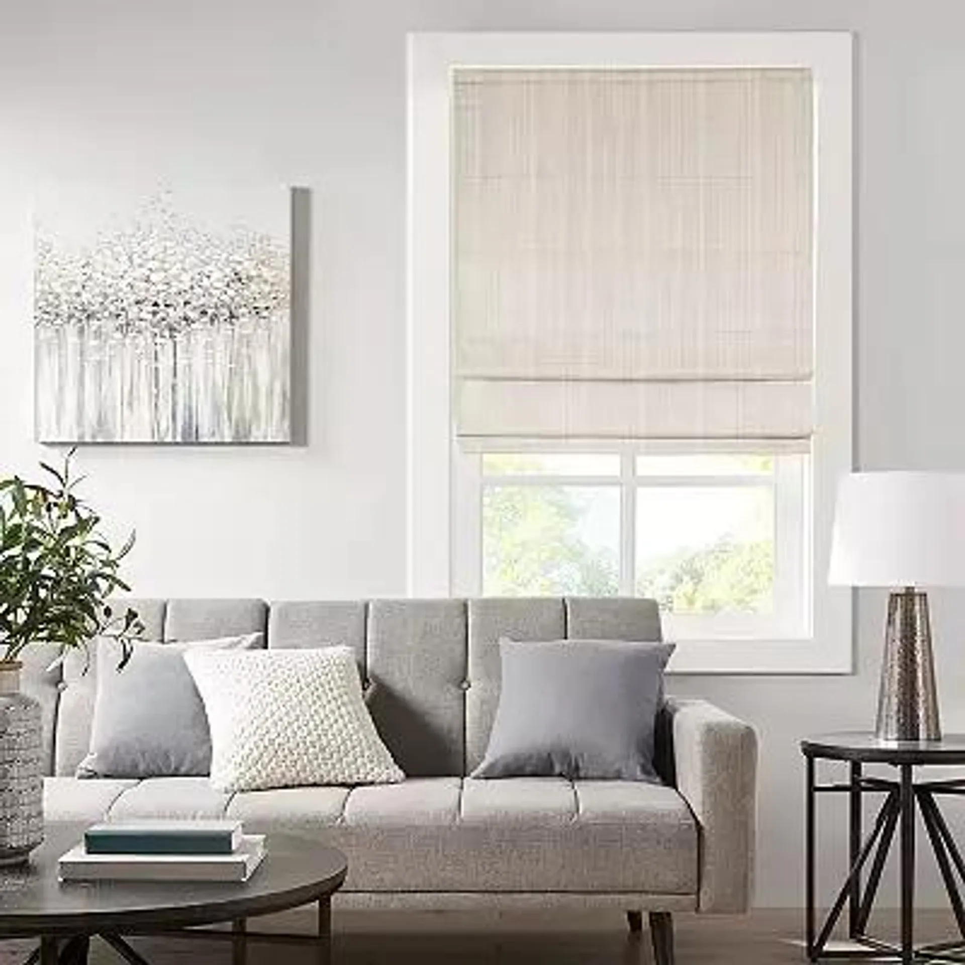 Madison Park Colm Detachable Basketweave Room Darkening Cordless Roman Shade