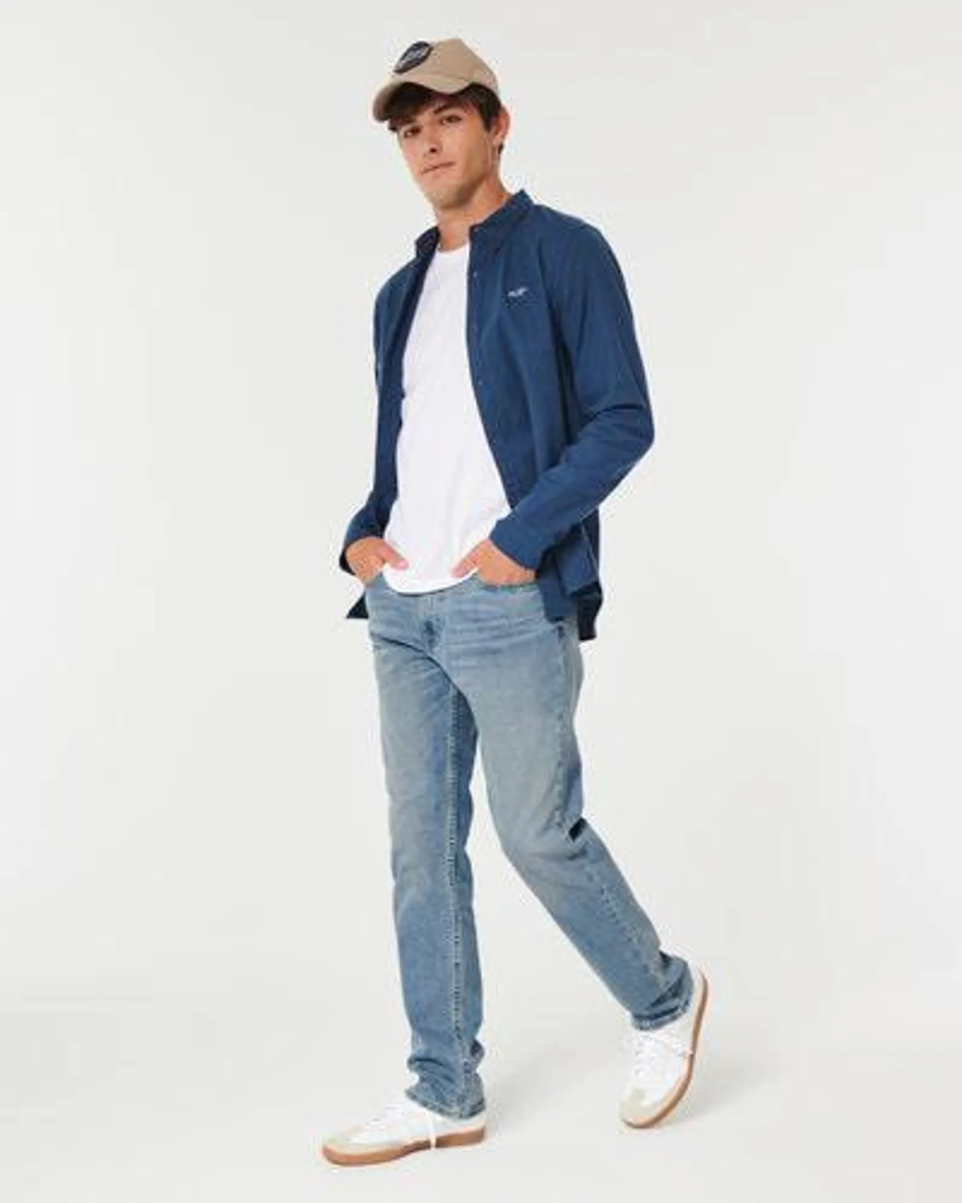 Medium Wash Slim Straight Jeans